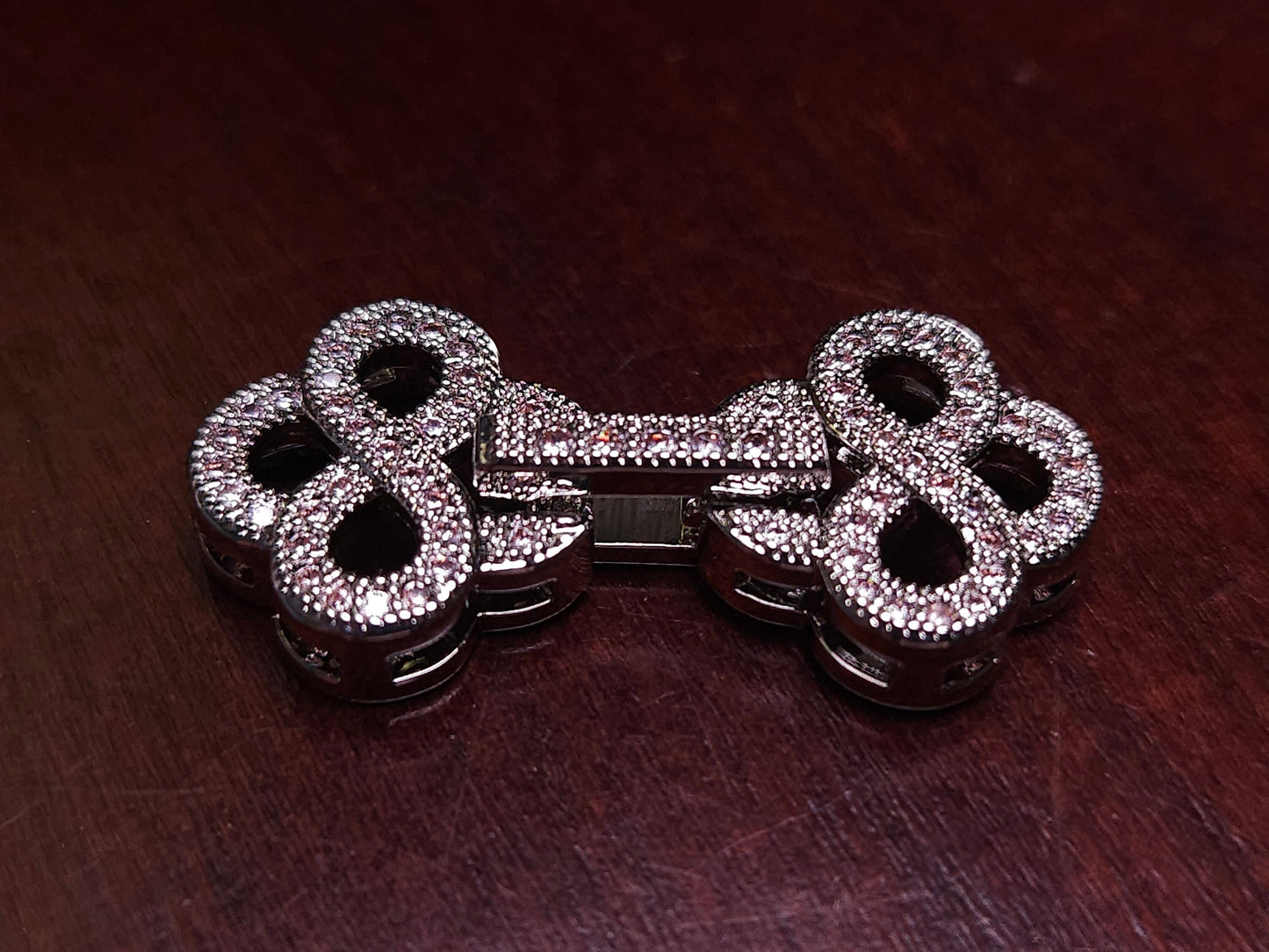 Cubic Zirconia CZ micro Pave Diamond Style sterling silver rhodium Fancy Clasp 12x27mm long. High End Jewelry Making, Folding clasp