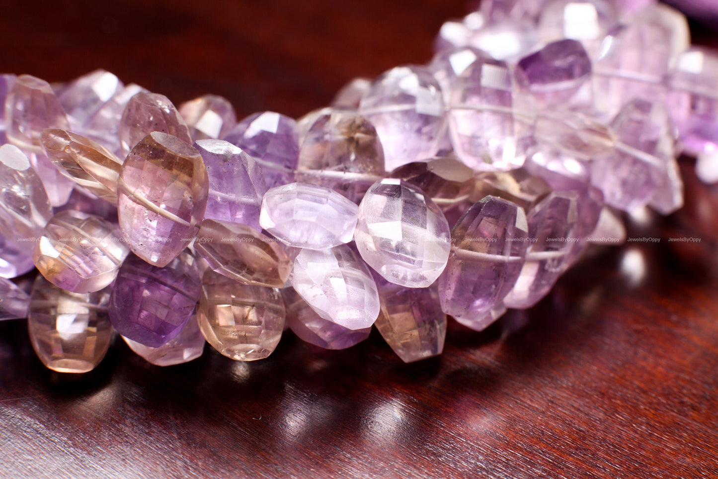 Natural Ametrine Faceted Trapezoid 10x14-12x16mm Purple Yellow Middle Drilled Beads 8" Strand
