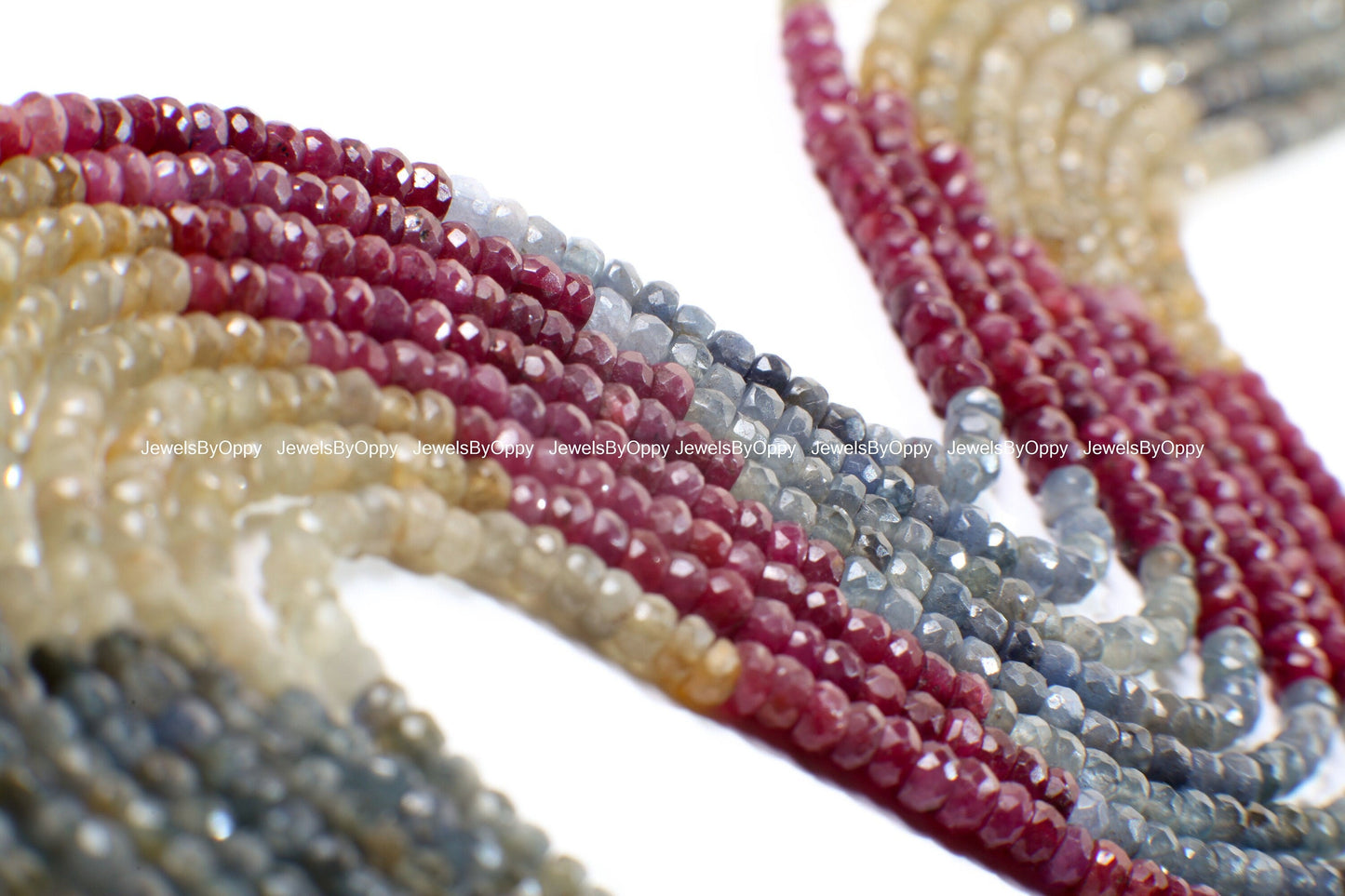Multi Natural Sapphire 4mm Rondelle Gemstone DIY Jewelry Making Beads in 6"/13" Strand