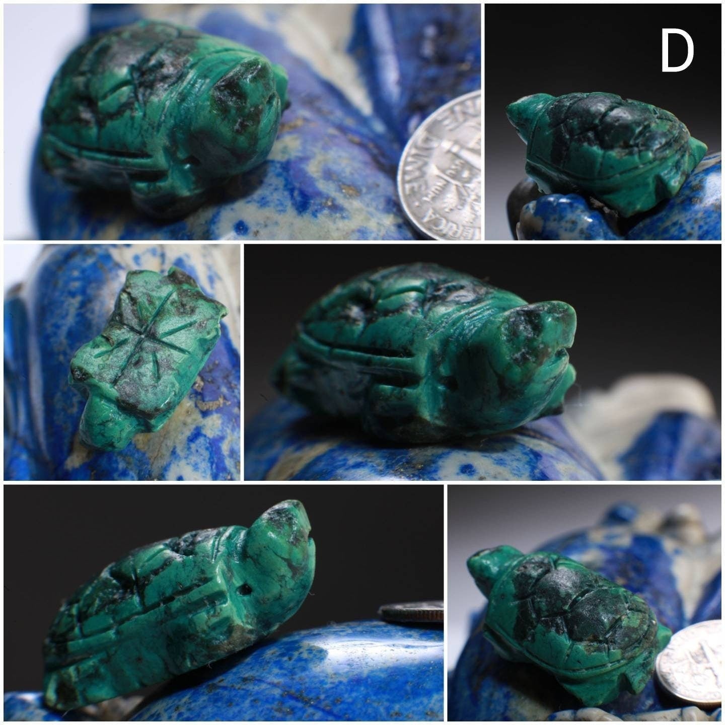 Hand Carved Natural Turquoise Sea Turtle Totem, Miniature Animals Collectible Figurines Vintage Sculpture, Old Stock