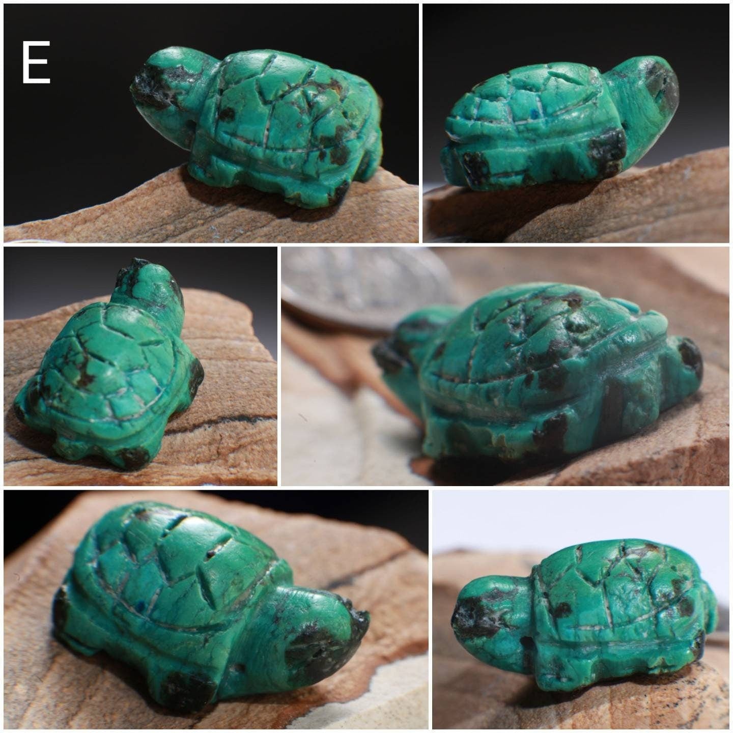 Hand Carved Natural Turquoise Sea Turtle Totem, Miniature Animals Collectible Figurines Vintage Sculpture, Old Stock