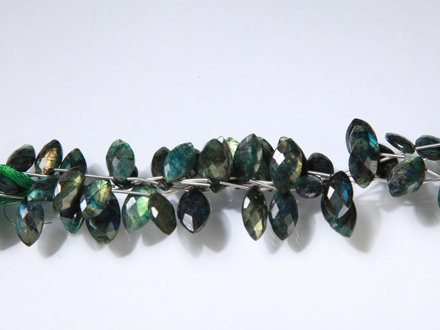 Natural Labradorite Faceted Marquise Drop Beads Blue Green Flashy 8x15-17mm Gemstone 10 pcs ,Jewelry Making Beads