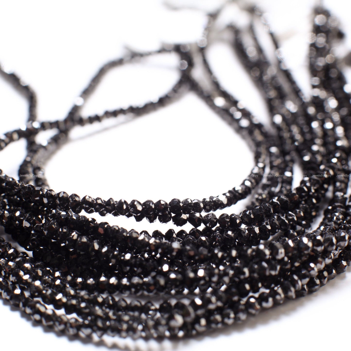 Natural Black Diamond Faceted Roundel Bead, AAA Quality 2-3mm Diamond Bead for Jewelry making. 1" to 15" full strand 12 cts