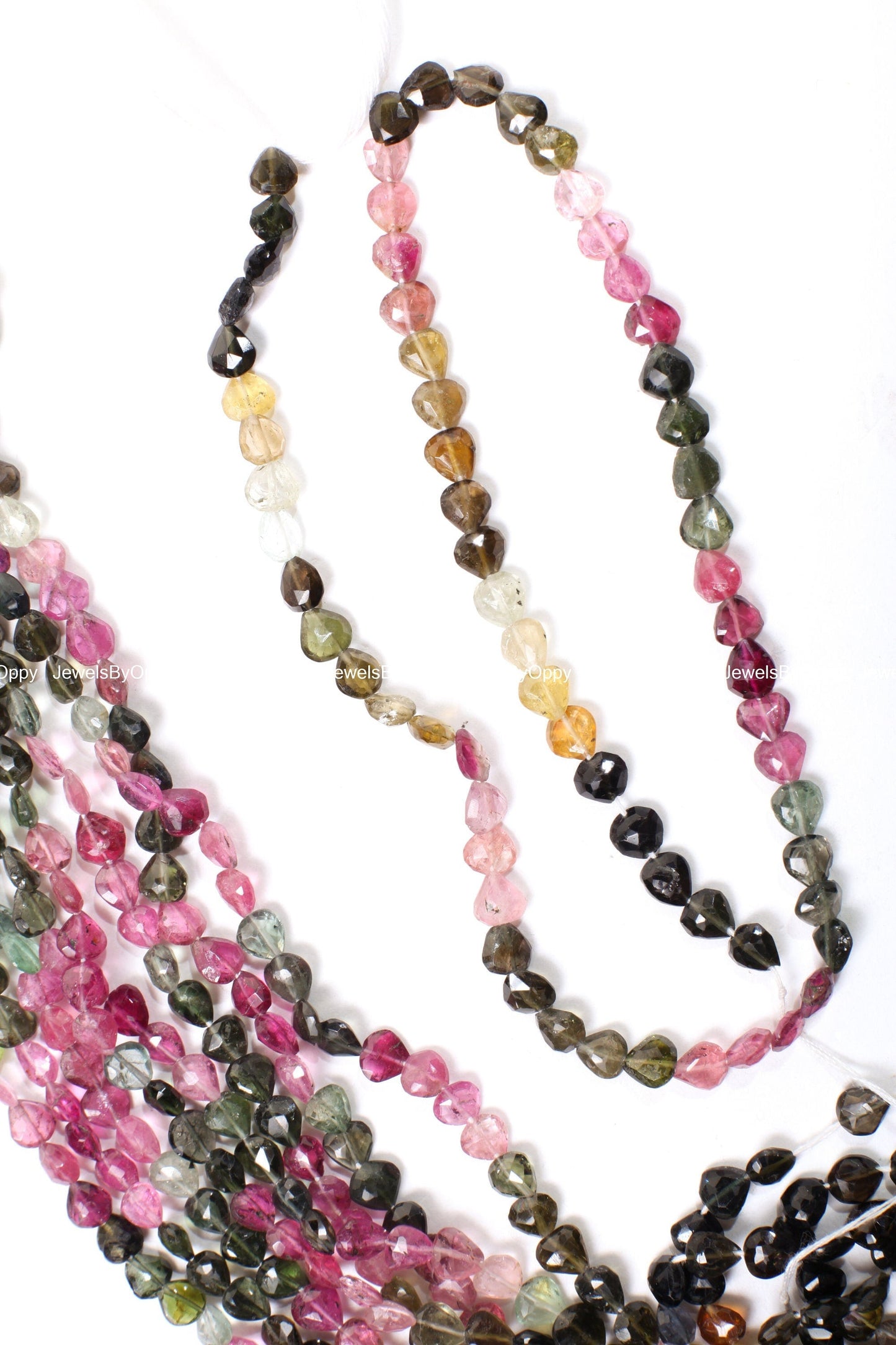 Natural Multi Watermelon Tourmaline Faceted Heart Shape Teardrop Gemstone 5.5-6mm Beads 14" Strand