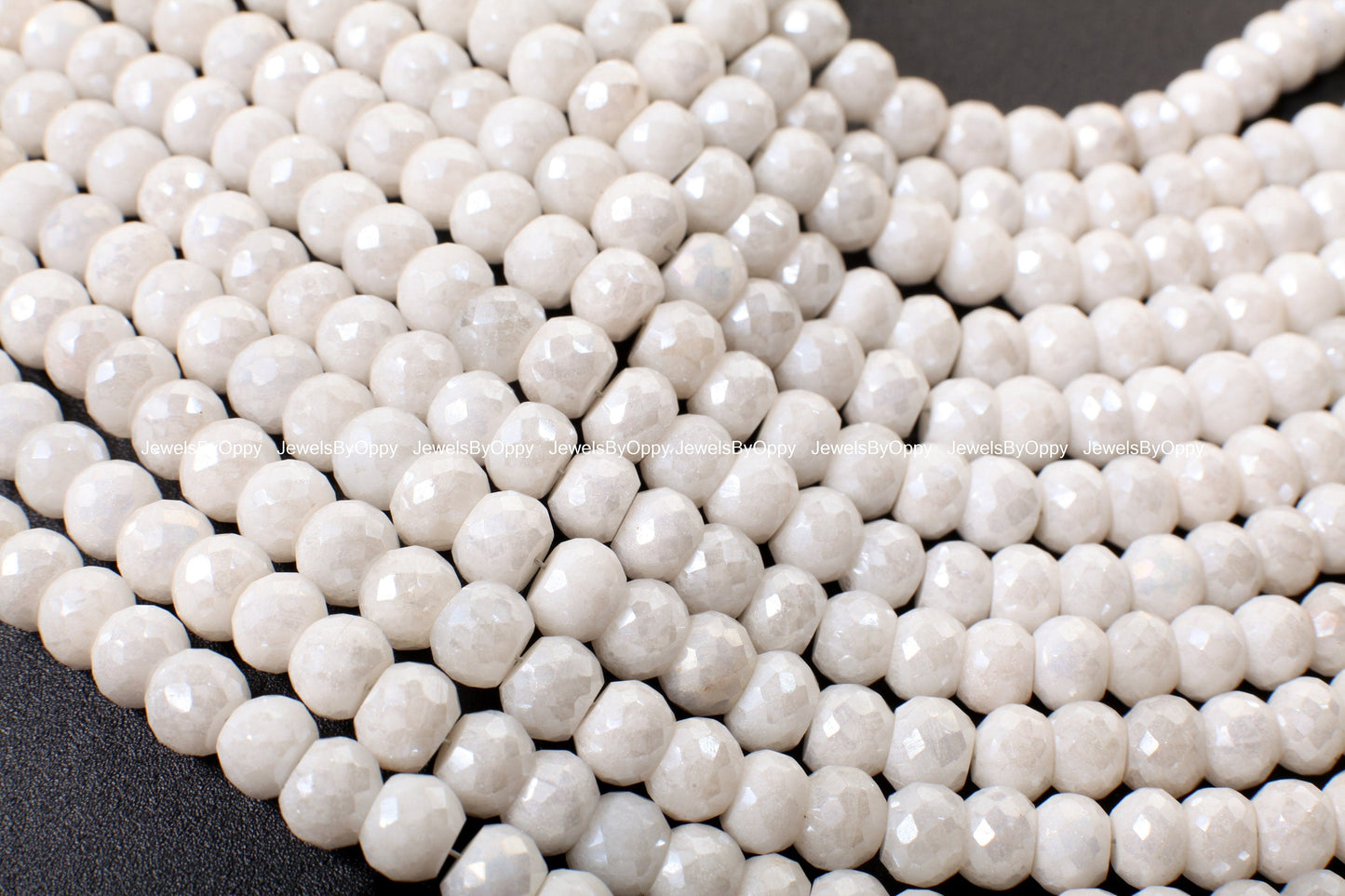 Silverite Sapphire Rondelle, Natural White Sapphire Faceted Roundel 7-7.5mm, Jewelry Making Earrings, Bracelet, Necklace Gemstone Beads 8"