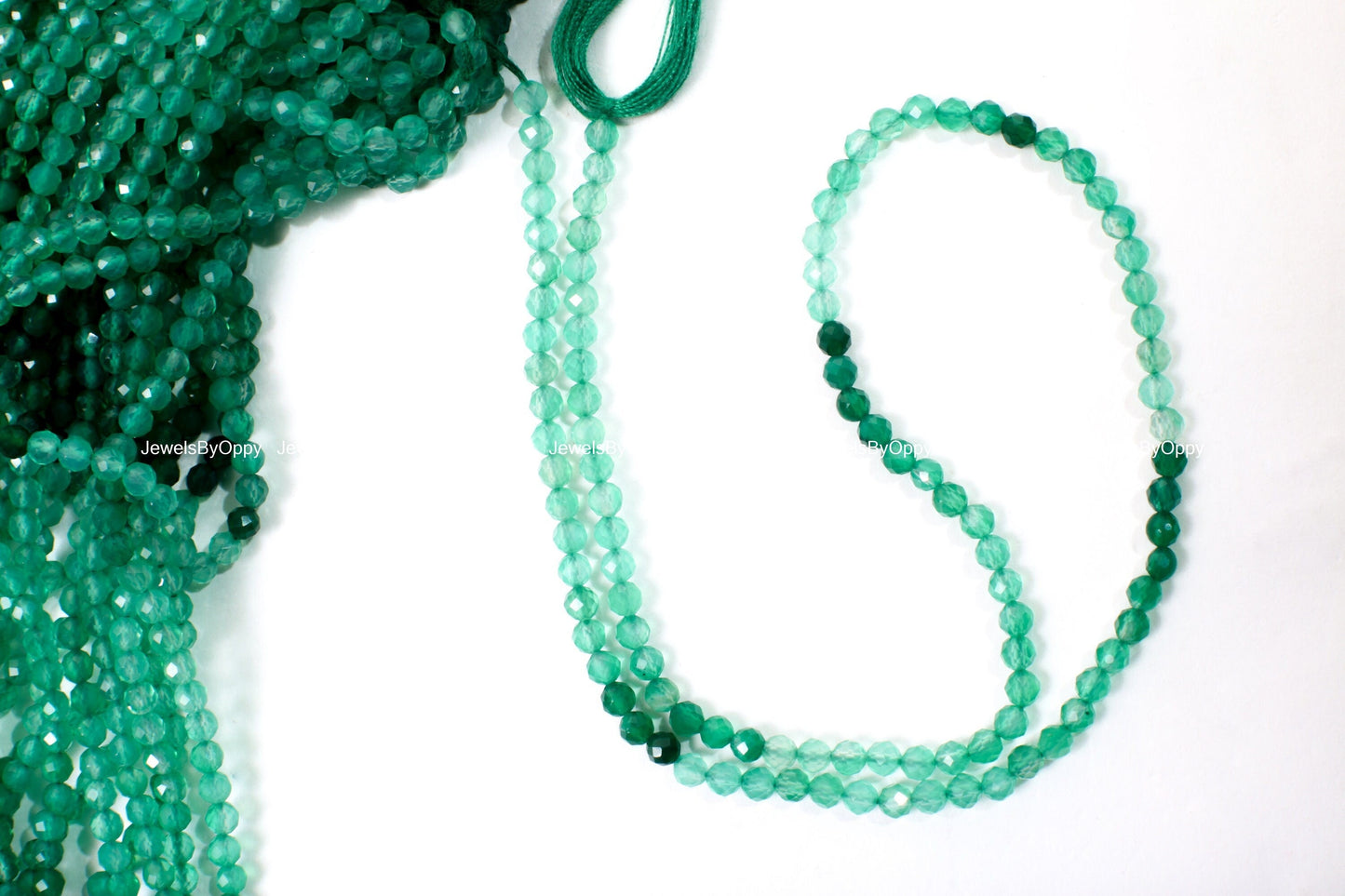 Green Onyx Shaded Faceted 3mm Round Jewelry Making Bracelet, Necklace Earrings Gemstone Beads 12.5" Strand