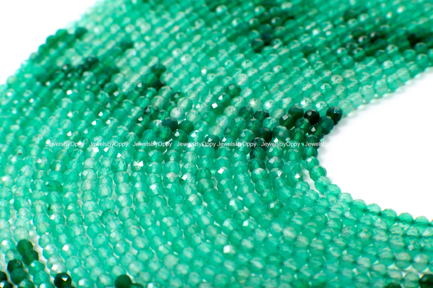Green Onyx Shaded Faceted 3mm Round Jewelry Making Bracelet, Necklace Earrings Gemstone Beads 12.5" Strand