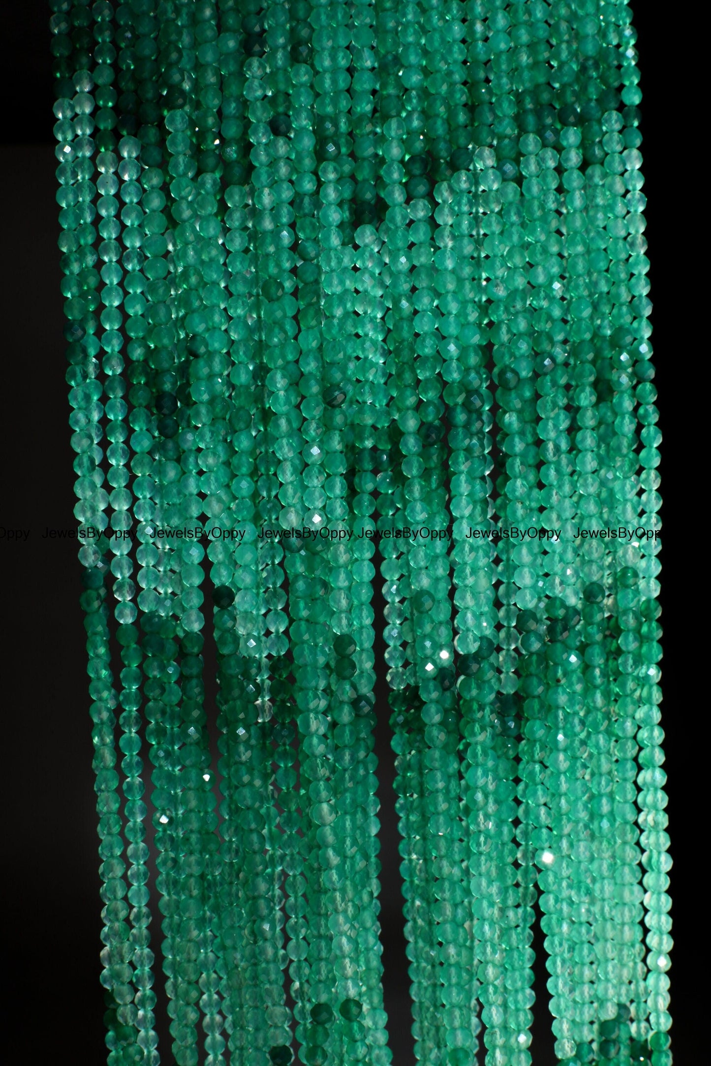 Green Onyx Shaded Faceted 3mm Round Jewelry Making Bracelet, Necklace Earrings Gemstone Beads 12.5" Strand