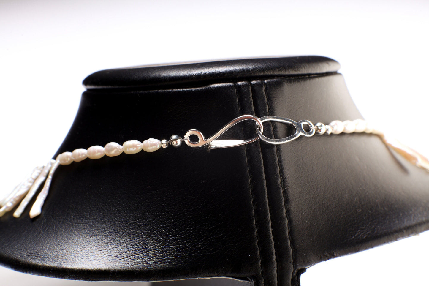 Natural Japanese Fresh Water Biwa Stick Pearl and Potato Pearl Necklace in 925 Sterling Silver Hook & Eye Clasp, Pic shown 22" Necklace