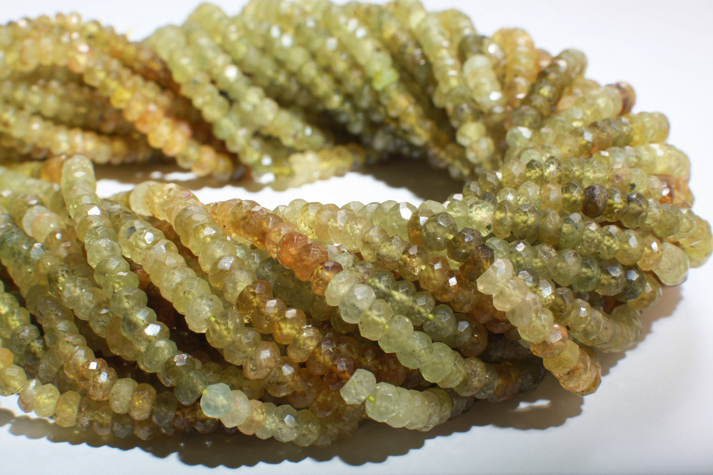 Grossular Garne 4mm Faceted Roundel Diamond Cut, natural gemstone, DIY Jewelry Making Gemstone 13.5" Strand