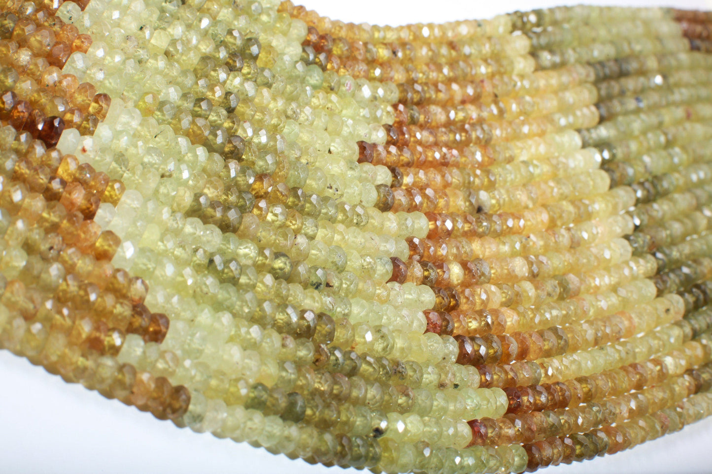 Grossular Garne 4mm Faceted Roundel Diamond Cut, natural gemstone, DIY Jewelry Making Gemstone 13.5" Strand