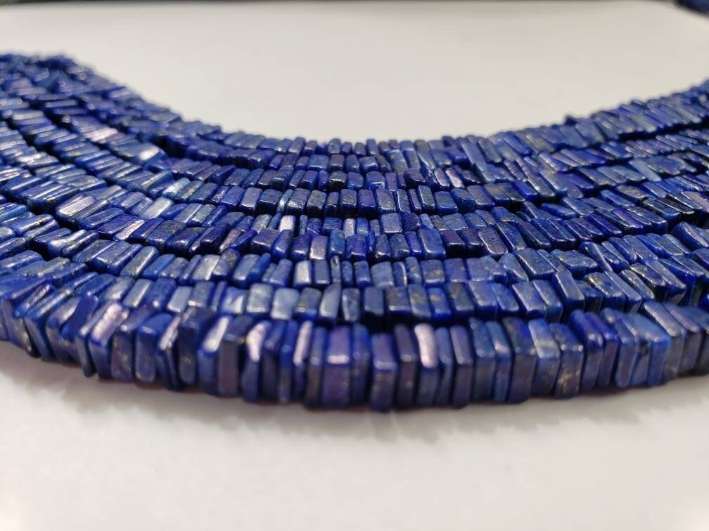 Genuine Lapis Lazuli 5mm Square heishi washer Beads Jewelry Making 8" Strand