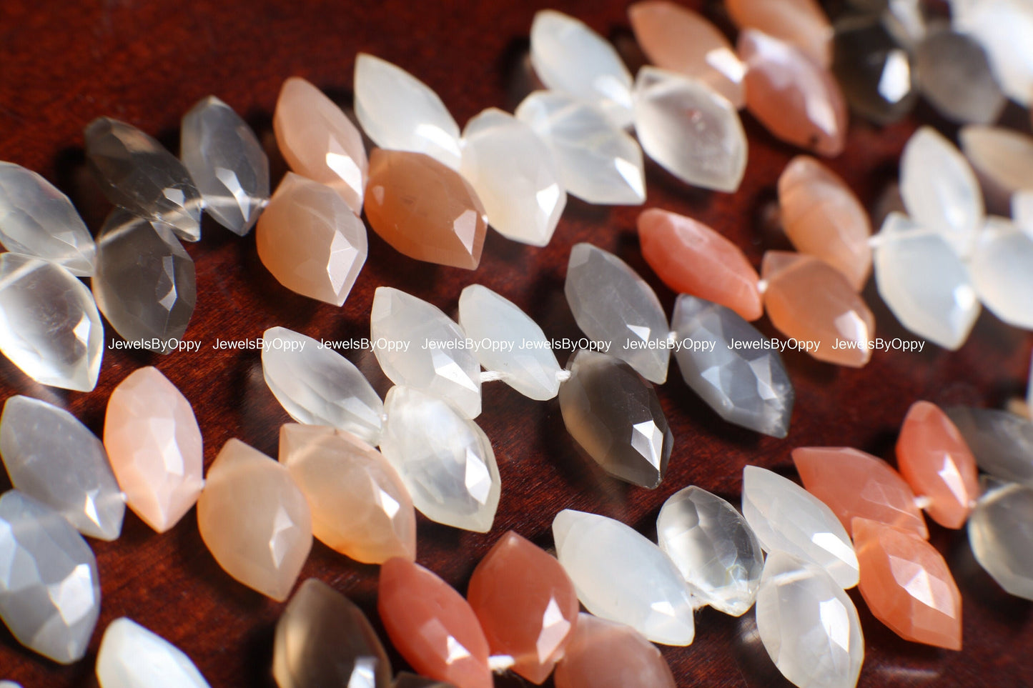 Multi Moonstone Faceted Oval Unique Marquise Shape 8x15mm