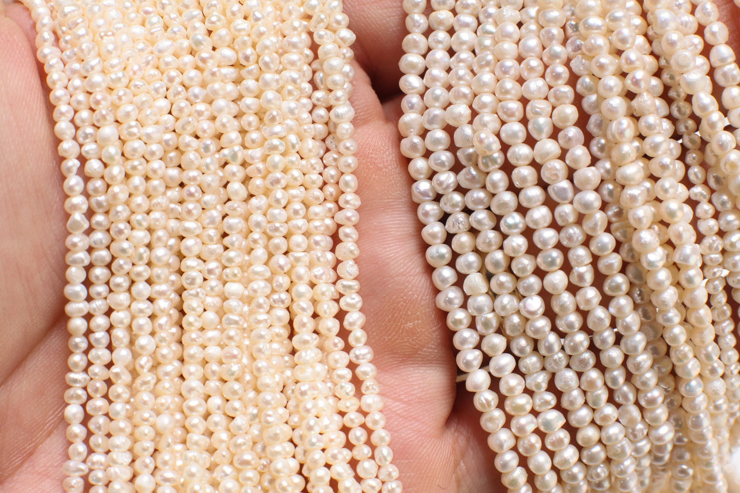 Genuine Freshwater Pearl Potato 2.5-4mm Seed Pearl, 13.5" Strand