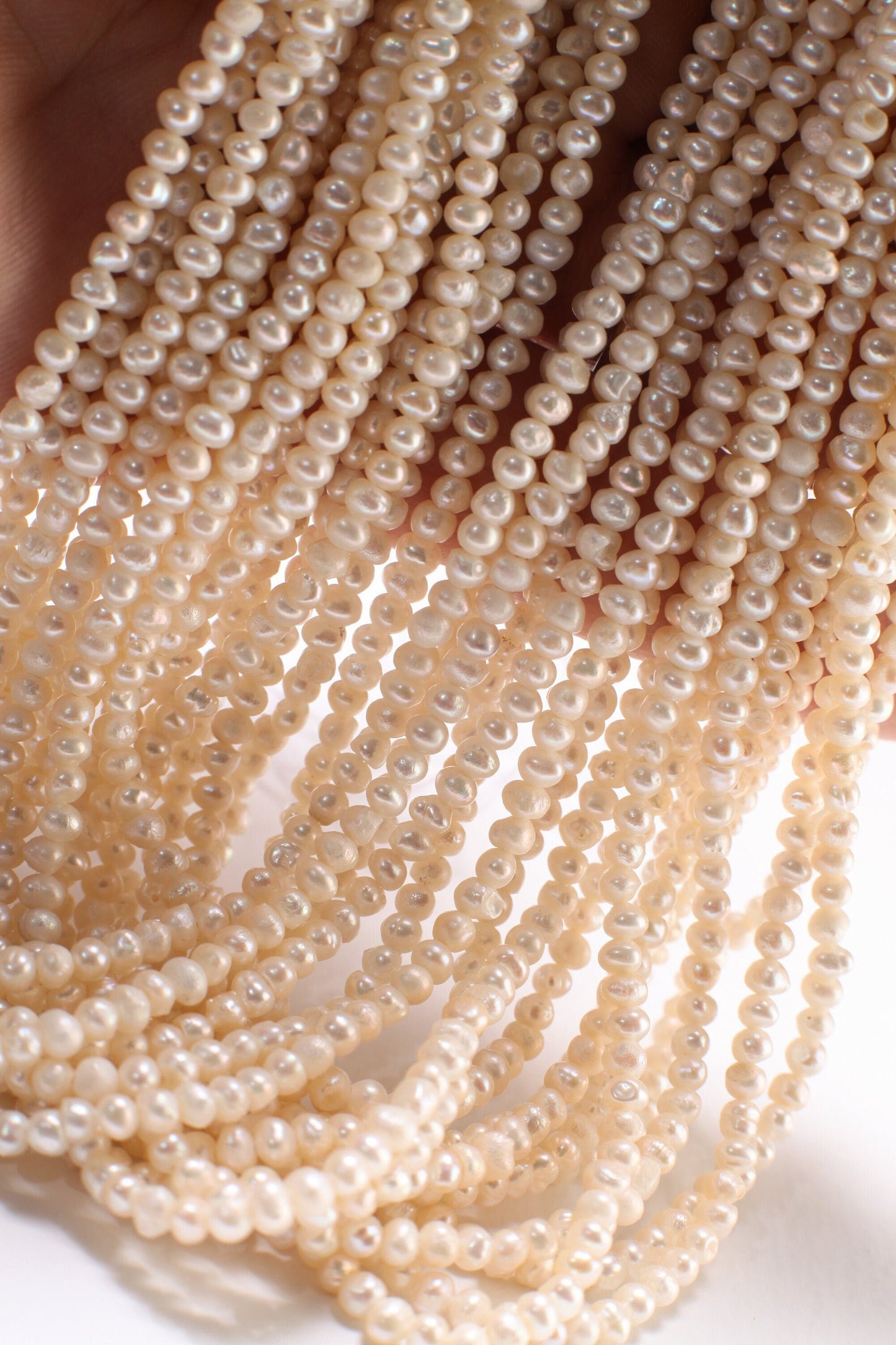 Genuine Freshwater Pearl Potato 2.5-4mm Seed Pearl, 13.5" Strand