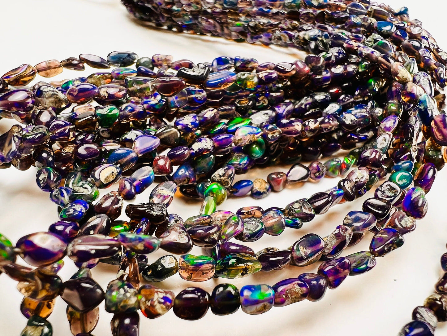 Black Ethiopian Opal raw Smooth nugget blue flash 4-6mm jewelry making gemstone beads , 8”,16” strand or bulk wholesale