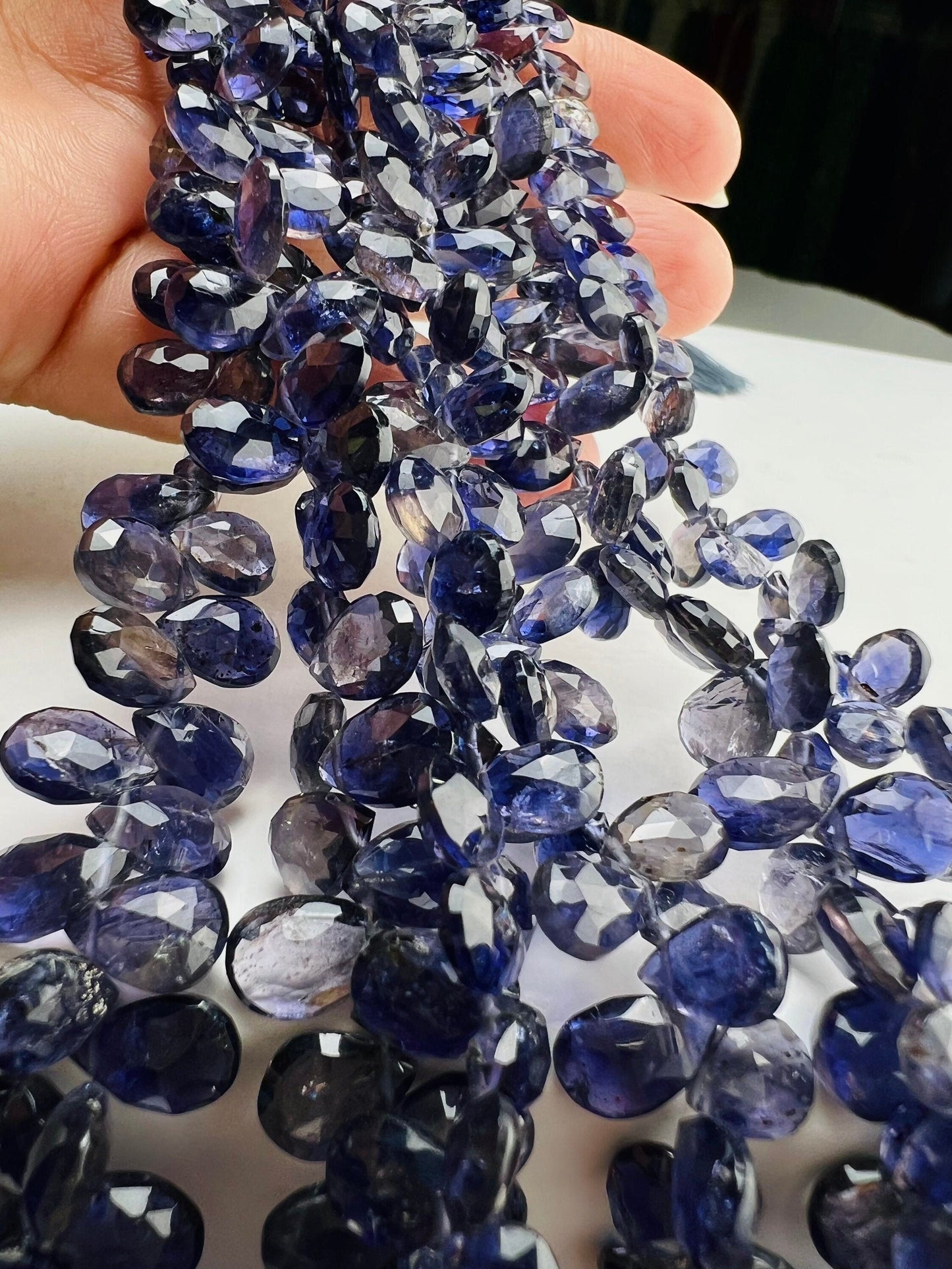 Genuine Iolite Faceted pear Drop Briolette 5.5-6x8-9.5mm Beautiful Rare Gemstone for Jewelry Making Beads,10,20,30pcs or 8” full st 70 pcs.