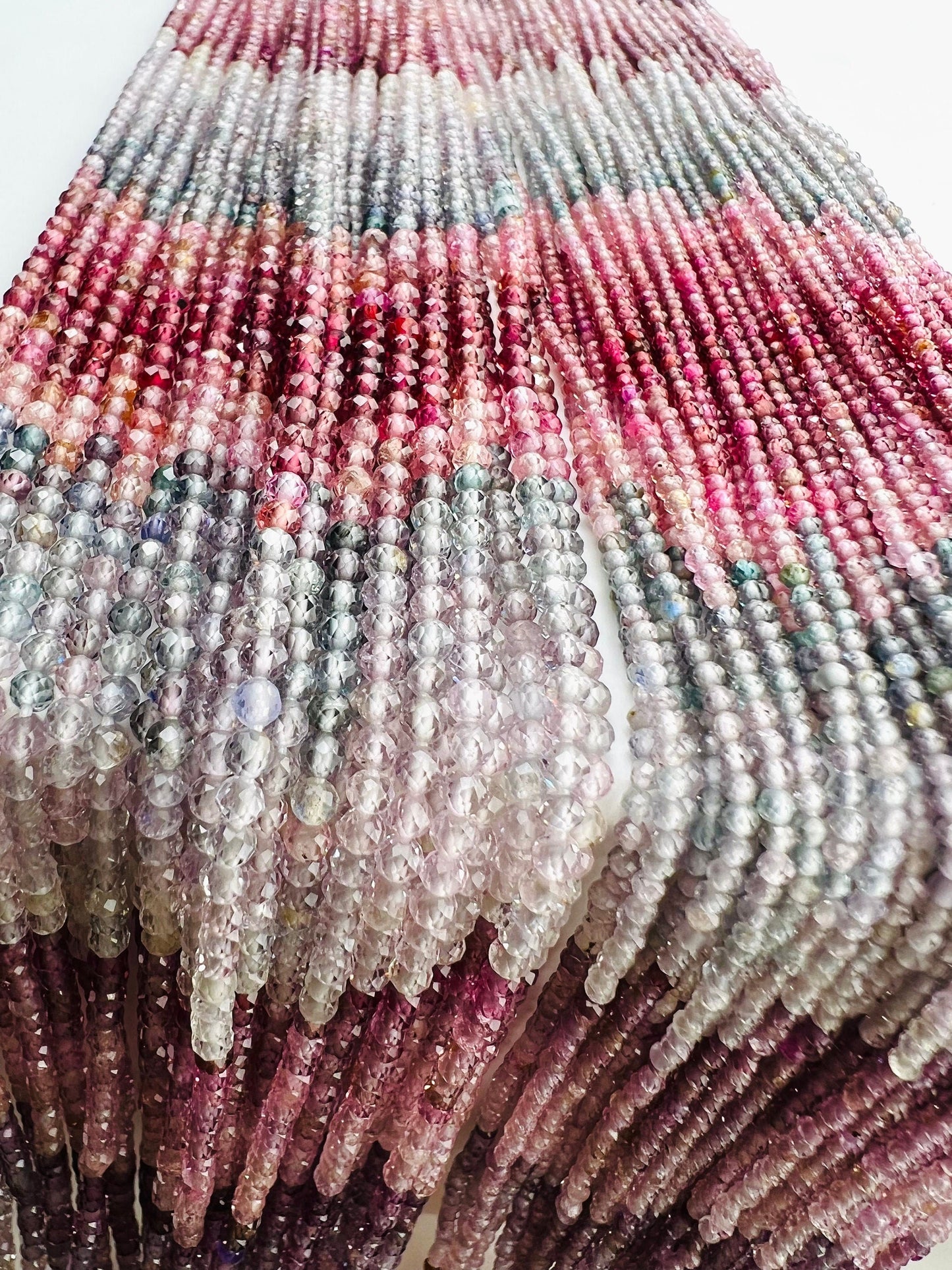 Natural Multi Spinel Shaded Round 1.5,1.8,2mm AAA Micro Cut Faceted Jewelry Making Gemstone Beads 12.5"