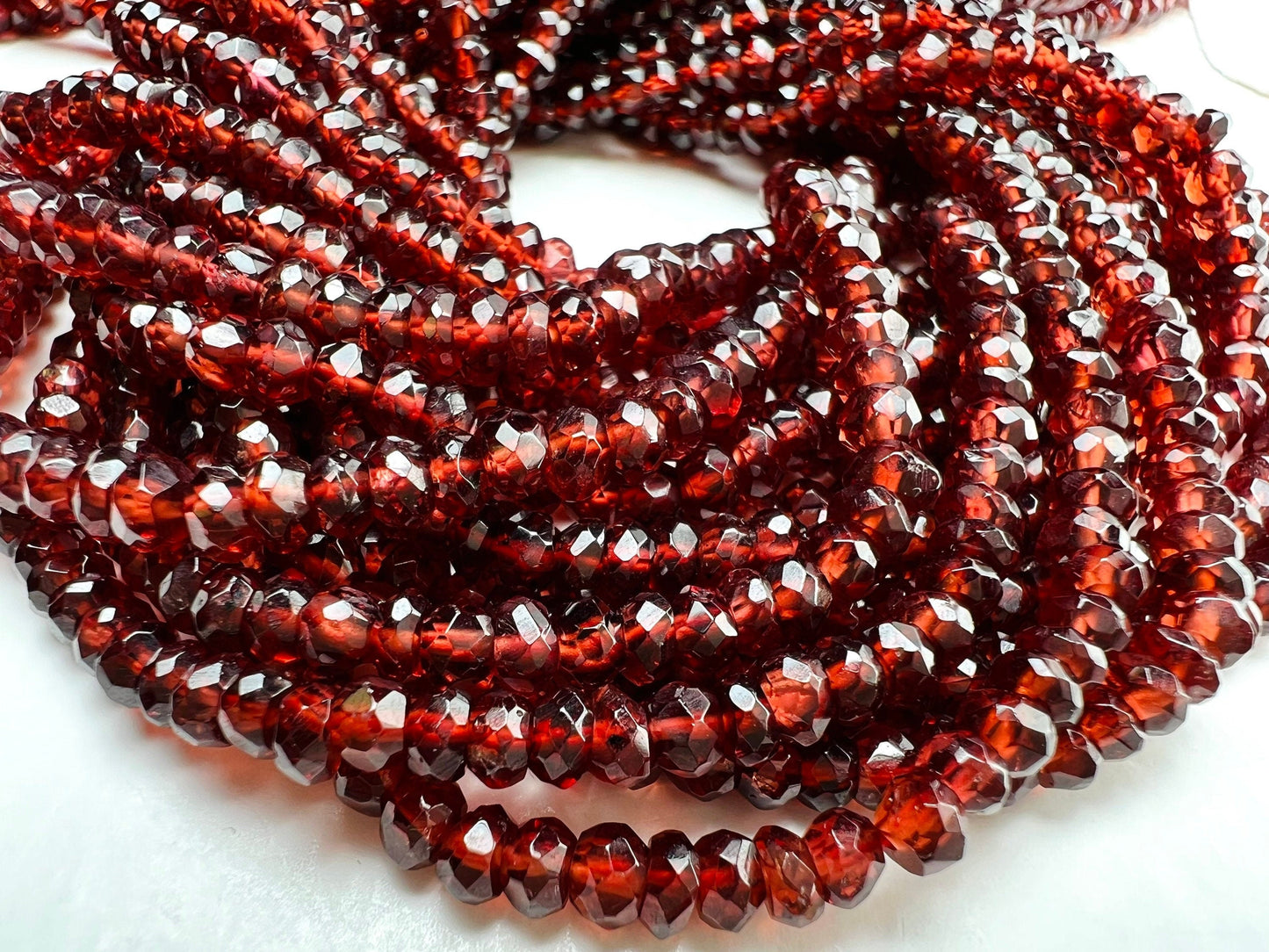 Mozambique Garnet 3.5-4mm Faceted Rondelle, Merlot Dark Red Jewelry Making Gemstone Beads, Rare, Beautiful Gemstone 12.75" strand
