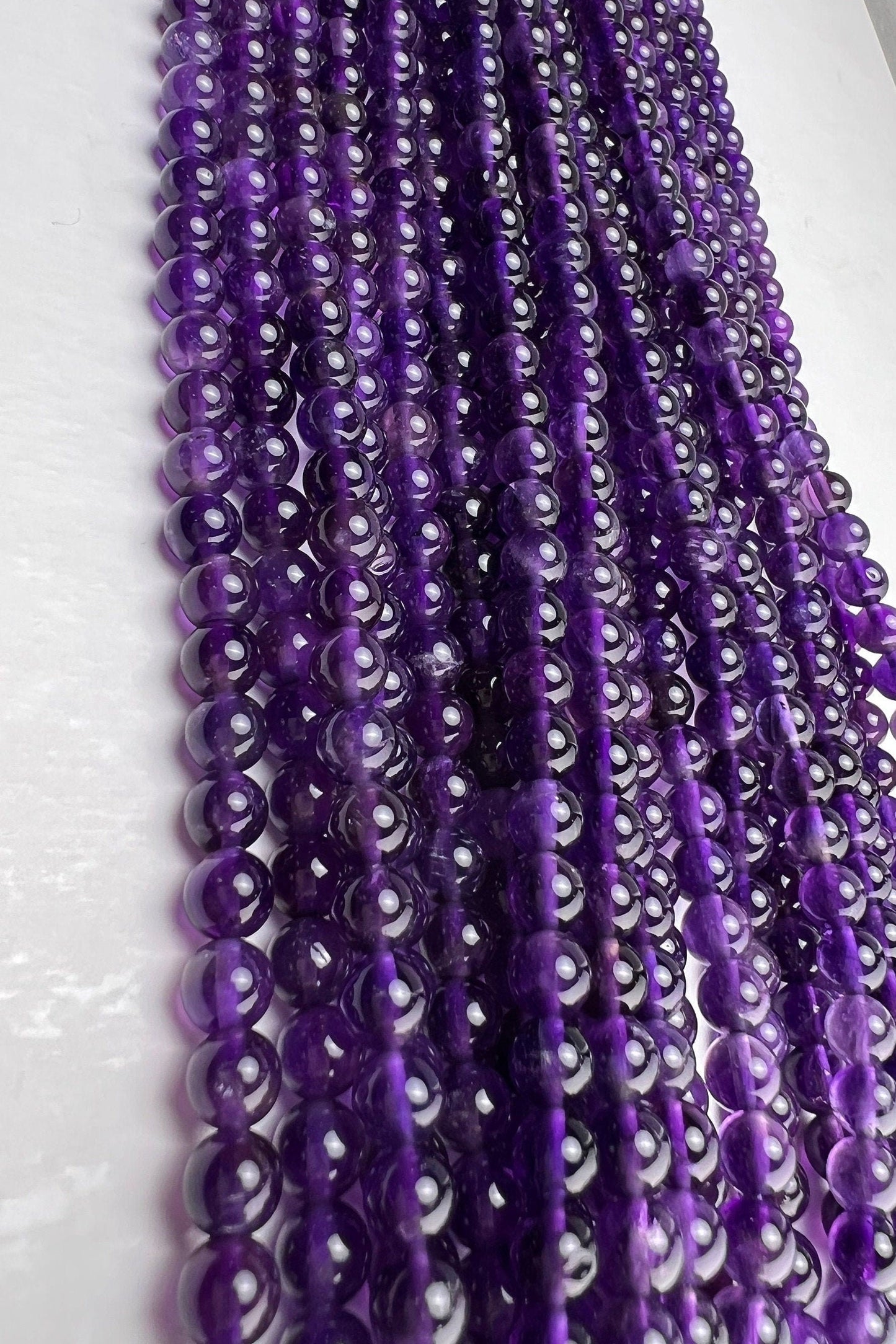 Natural Amethyst Smooth Round 6mm AAA quality Jewelry Making Necklace, Bracelet, DIY Gemstone Purple Smooth Round Beads 15" (70 pcs)Strand