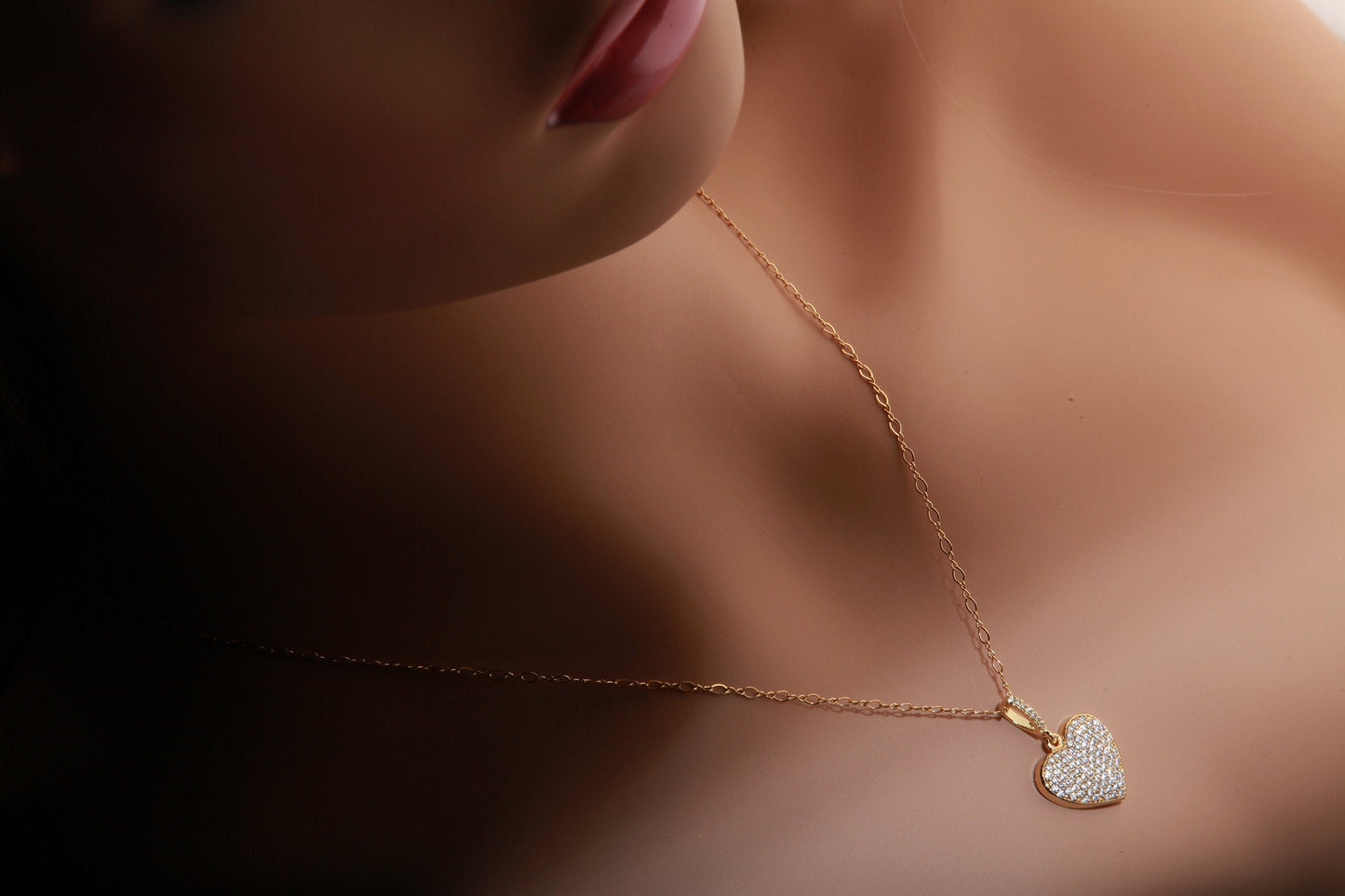 Cubic Zirconia Micro Pave Diamond Style 18mm rhodium plated CZ Heart Pendant with 925 Sterling Silver or 14K Gold Filled Necklace in 18"