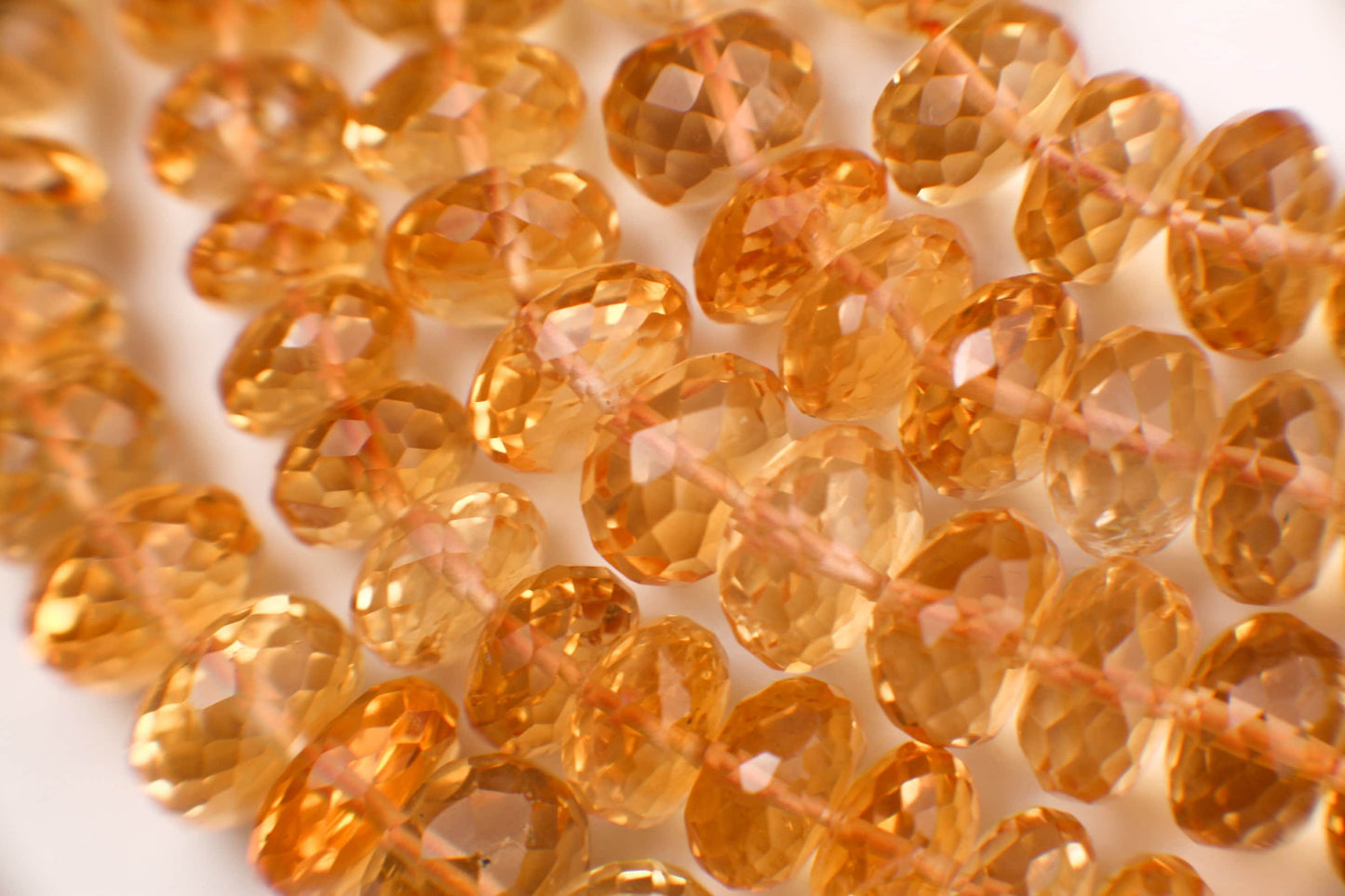 Natural Citrine Gem Quality Clear AAA Faceted Rondelle 9-9.5mm Gemstone 8" strand for jewelry making