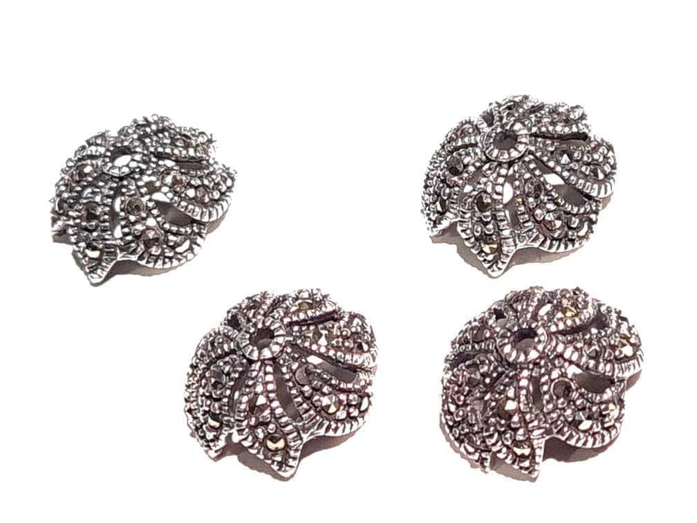Marcasite 925 sterling silver vintage 14mm bead cap, jewelry making antique finished Marcasite cap for bracelet necklace earrings 1 pc