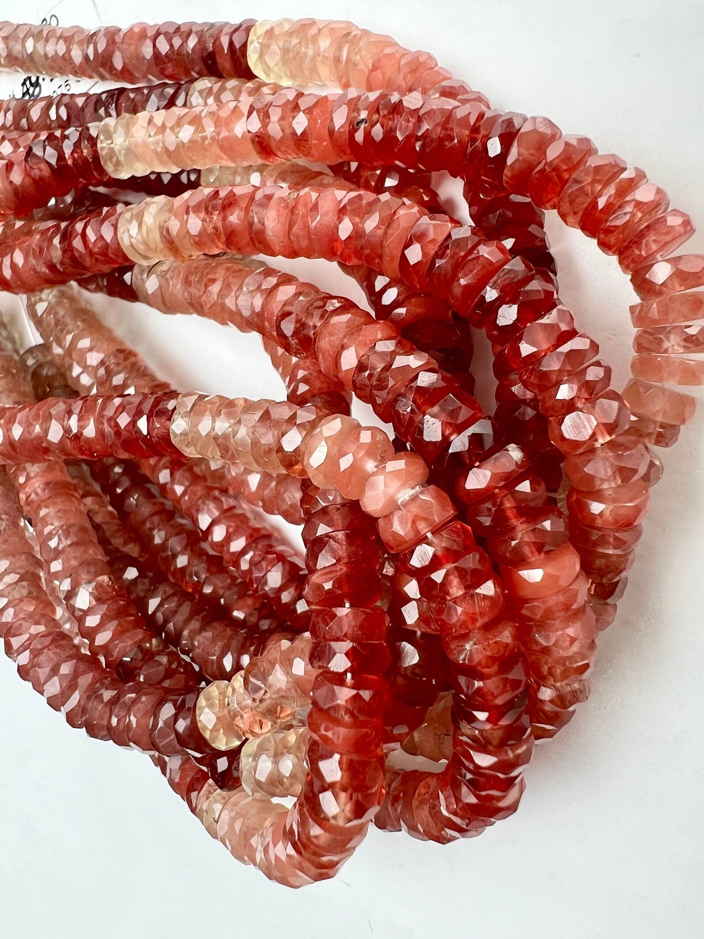 Natural Andesine, Red Labradorite 3.5-4, 4-4.5, 5.5-6mm Heishi Tyre washer Bead Faceted Roundel , AAA high Quality jewelry making Beads, 8"