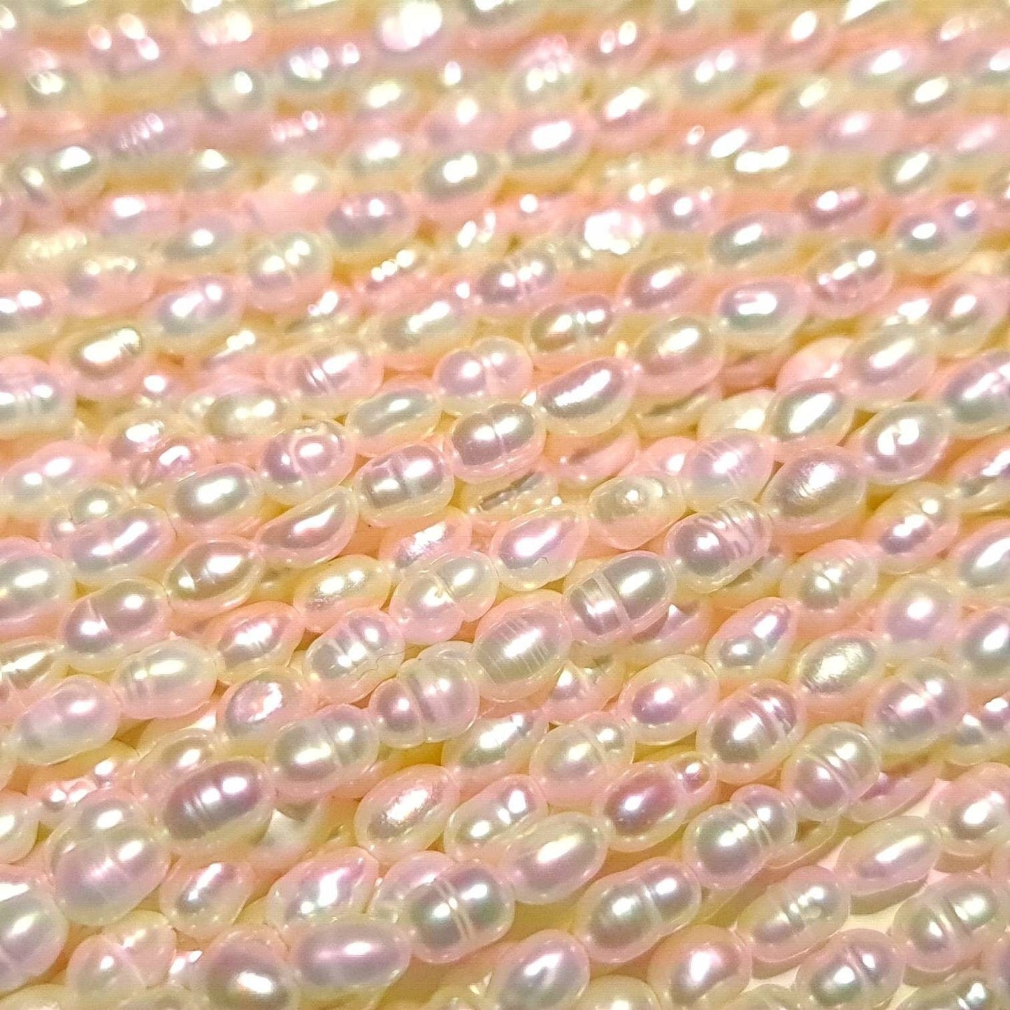 Natural Freshwater Pearl 3x4-4.5mm Potato Rice Oval Pearl, High Luster 14" DIY Jewelry Making Pearl Beads