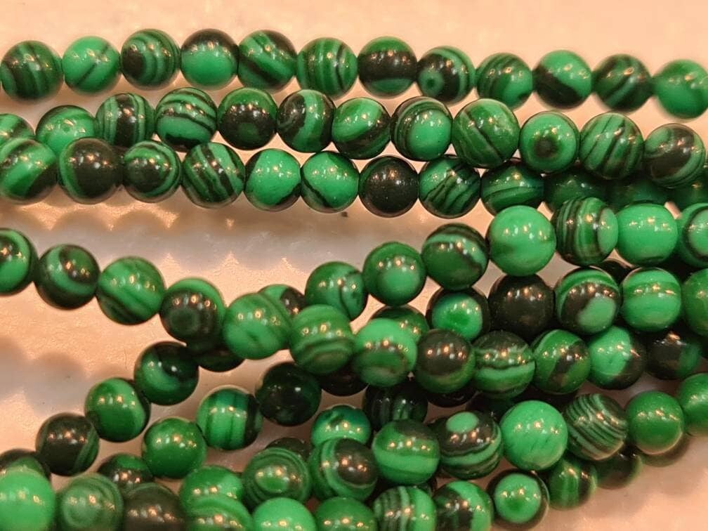 Malachite 2mm Round Beads, Jewelry Making Round Polished Gemstone Beads, DIY Necklace, Bracelet 16" Strand