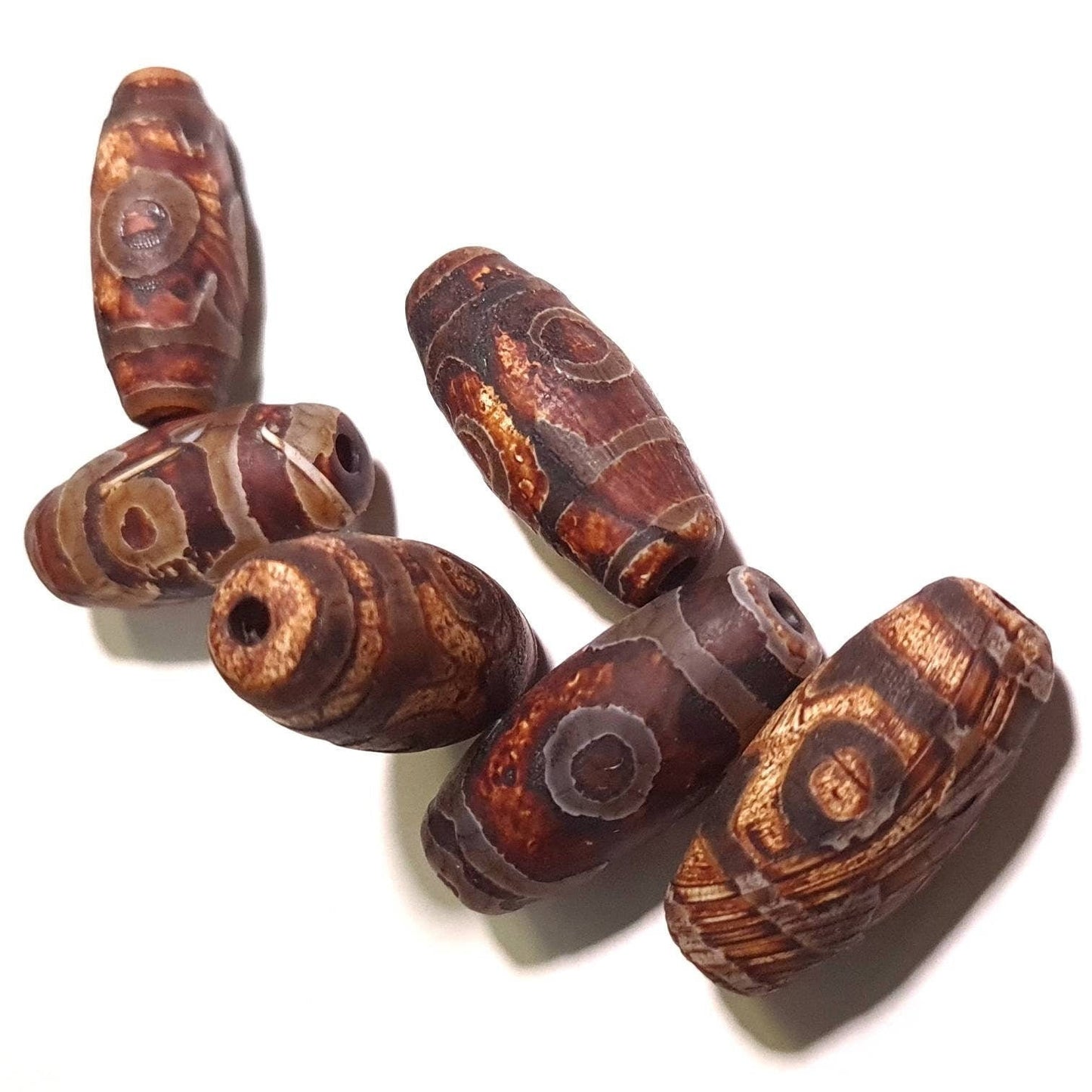 Unpolished Tibetan Agate Evil Eye Oval Bead, 15x20, 13x28mm Eye Agate Beads, Rustic, Vintage Antique style Jewelry Making ,Art Craft Beads