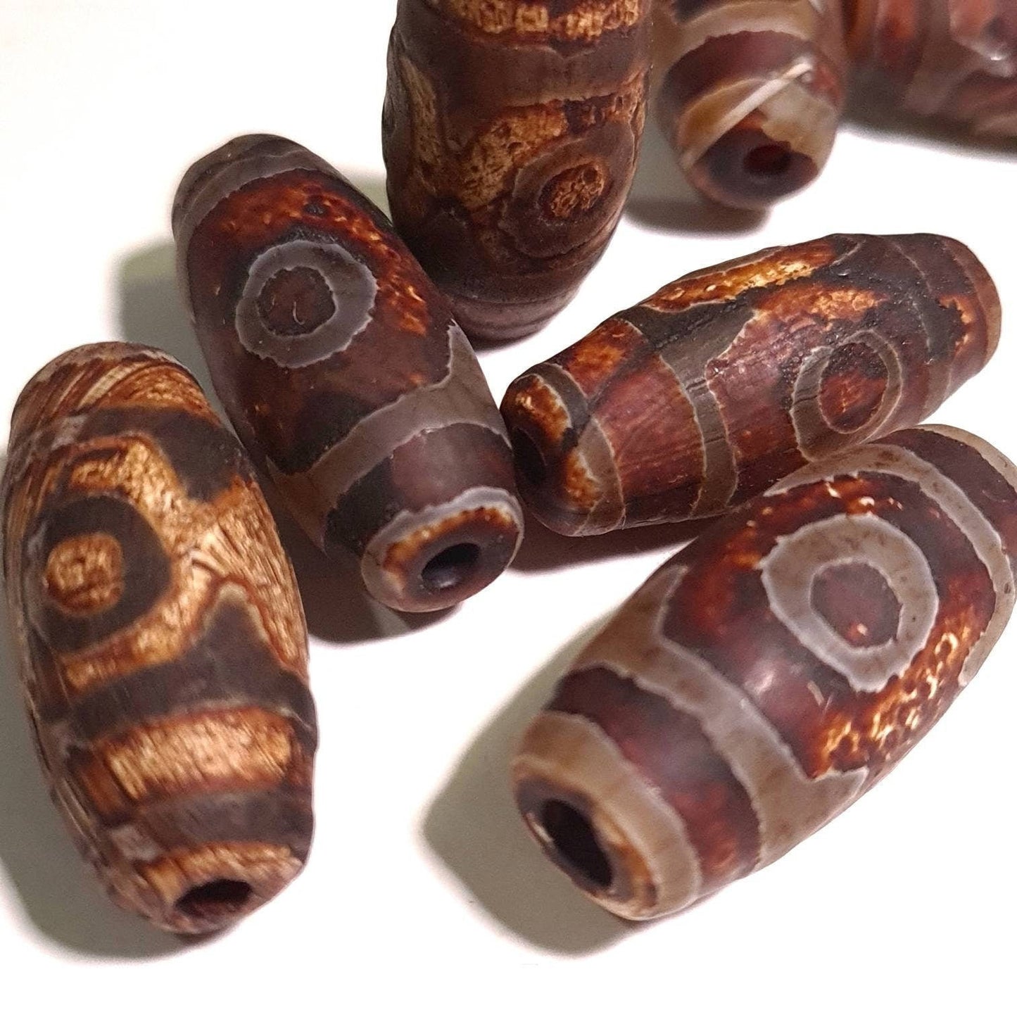 Unpolished Tibetan Agate Evil Eye Oval Bead, 15x20, 13x28mm Eye Agate Beads, Rustic, Vintage Antique style Jewelry Making ,Art Craft Beads