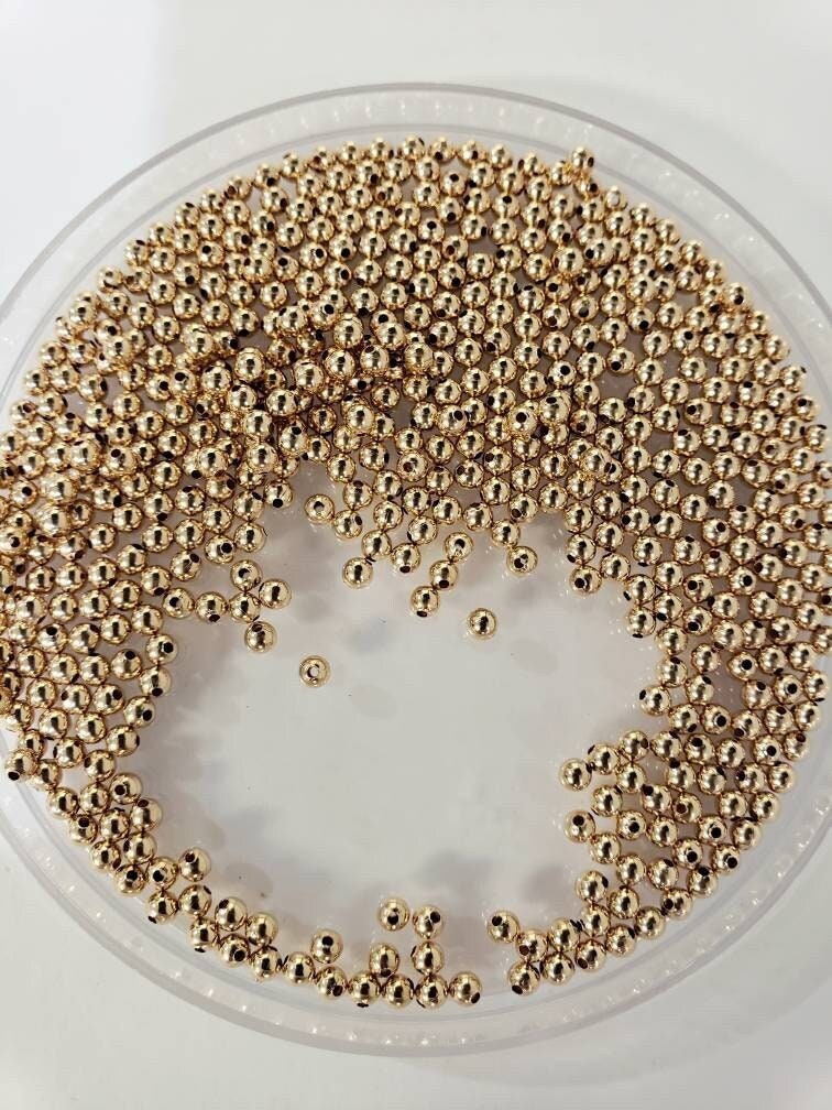 14k goldfilled 3mm smooth round seamless bead , made in USA, jewelry making necklace bracelet spacer bead, 50pcs,100pcs