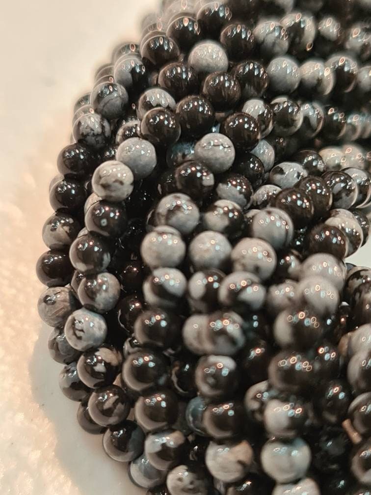 Snow Flake Obsedian 2mm Round Beads, Jewelry Making Round Polished Gemstone Beads, DIY Necklace, Bracelet 16" Strand