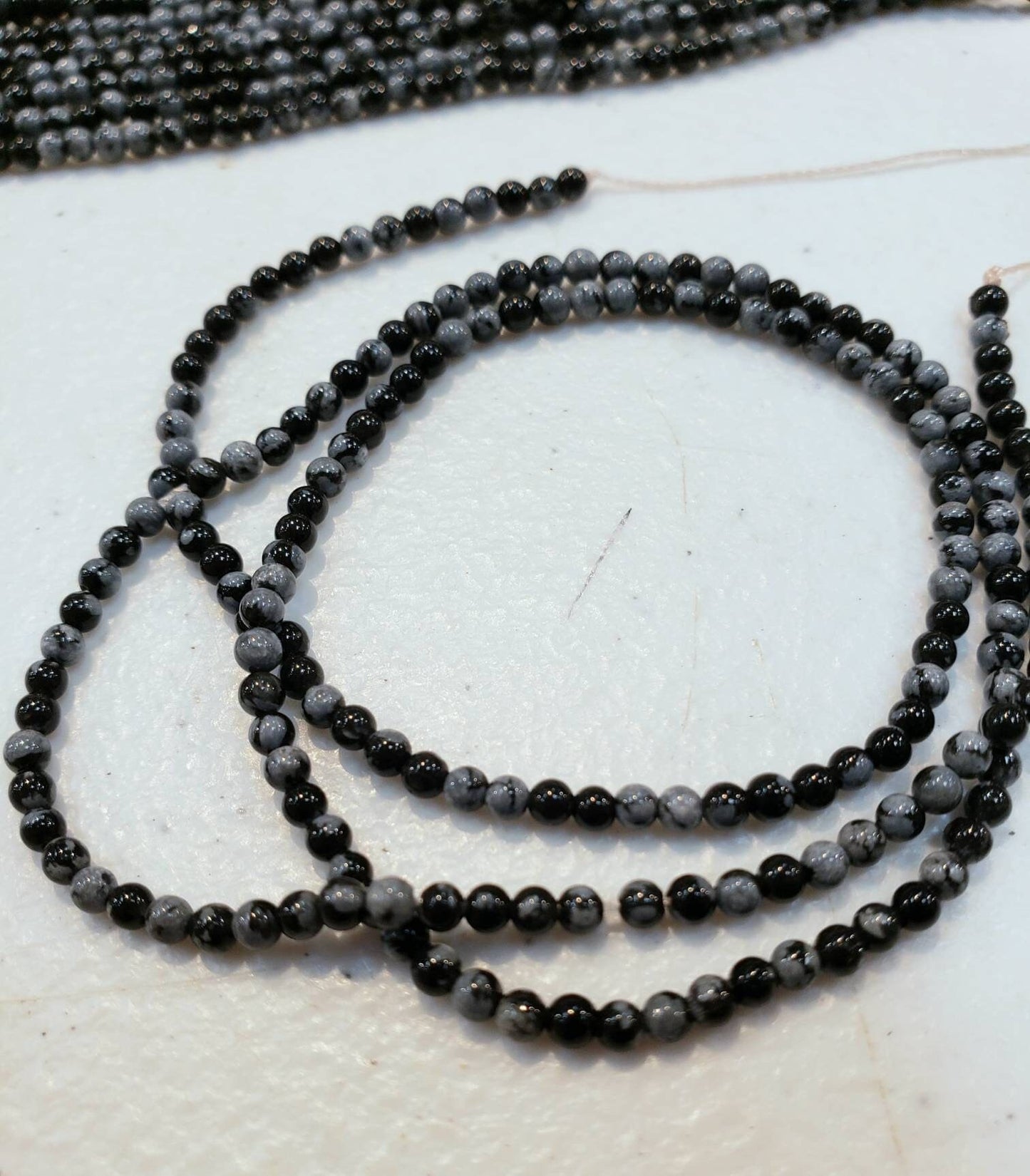 Snow Flake Obsedian 2mm Round Beads, Jewelry Making Round Polished Gemstone Beads, DIY Necklace, Bracelet 16" Strand