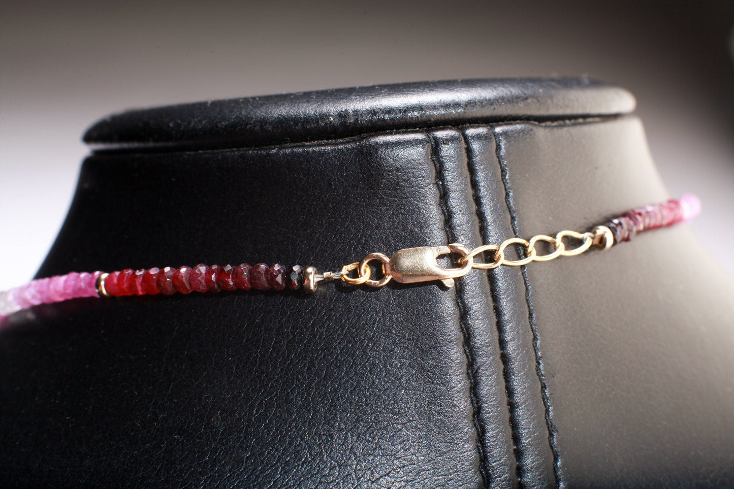Natural AAA 3-3.5mm Ruby Ombre Shaded 14K Gold Filled Spacers & Clasp Necklace, July Birthstone, Mother's Day, Valentine, Precious Gift