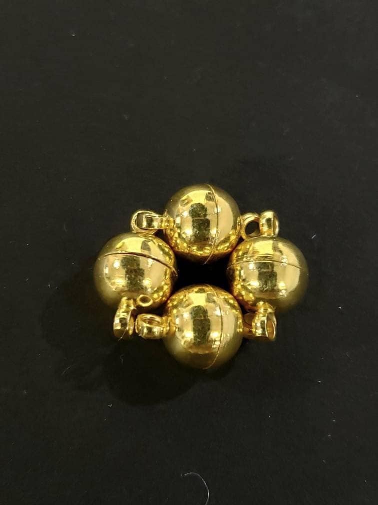 4 sets magnetic clasp 8mm round very strong magnet shiny silver, gold , rose gold plated brass, good quality jewelry making clasp