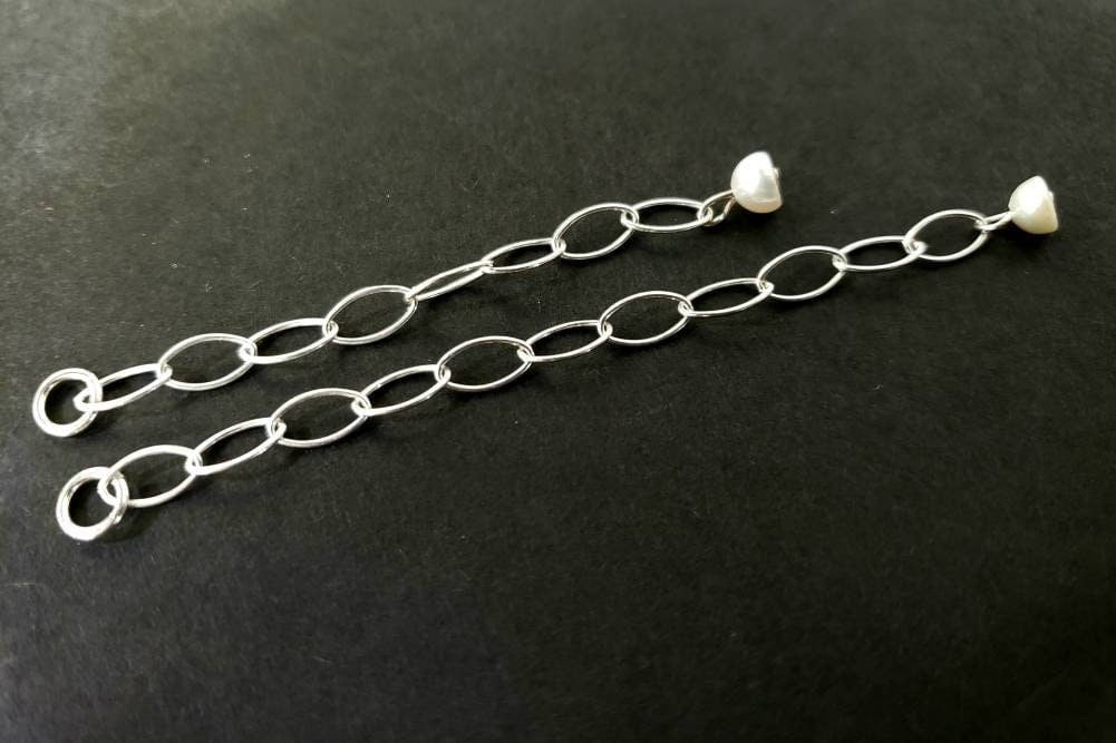 925 sterling silver and 14k gold filled Extender with open Jumping to connect extender with freshwater pearl ending, 2", 3"