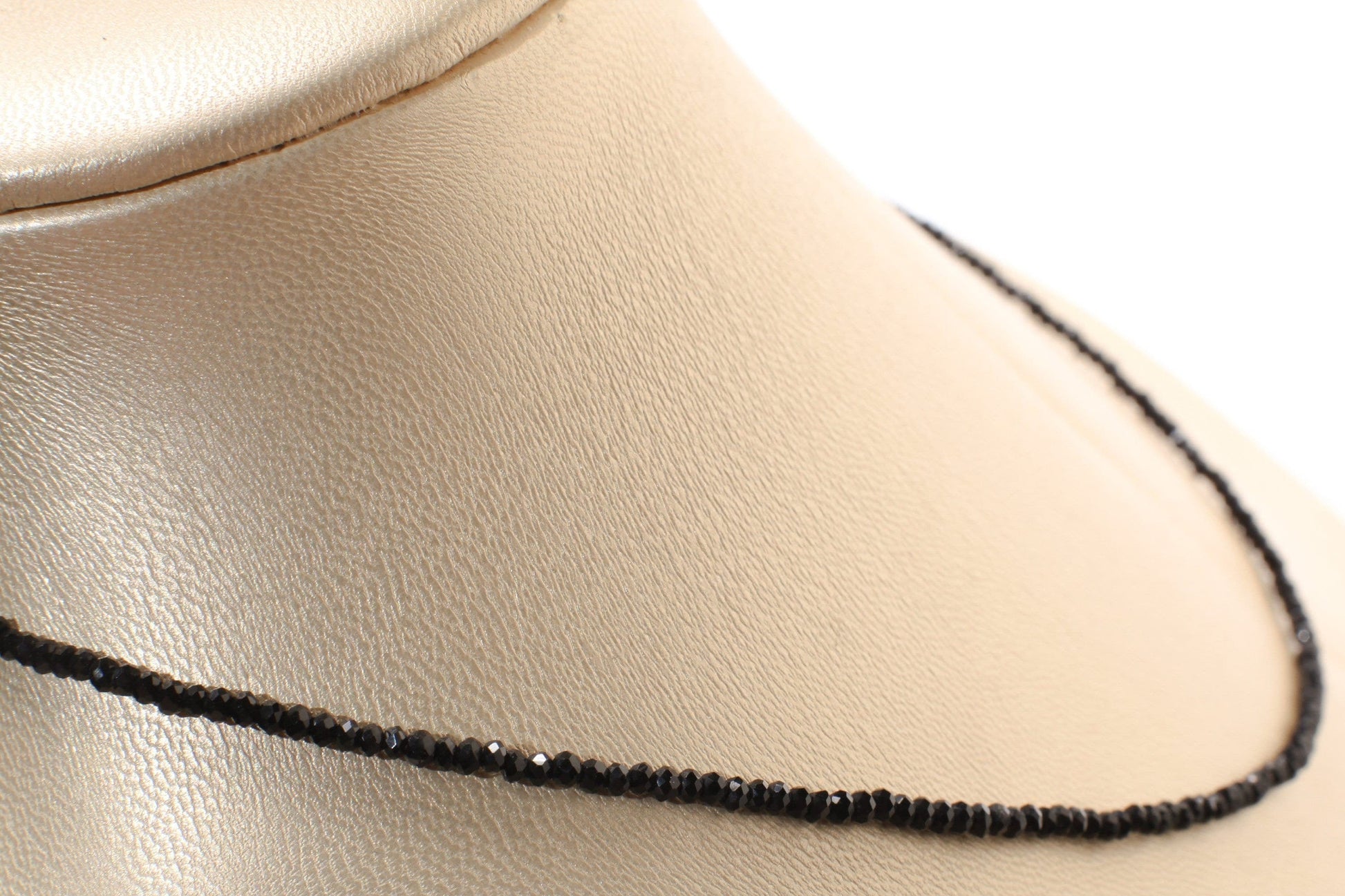 Natural Black Spinel Sterling Silver AAA High Quality Necklace Micro Faceted 2mm Diamond Cut Choker Minimalist,Layering Necklace 14" to 48"