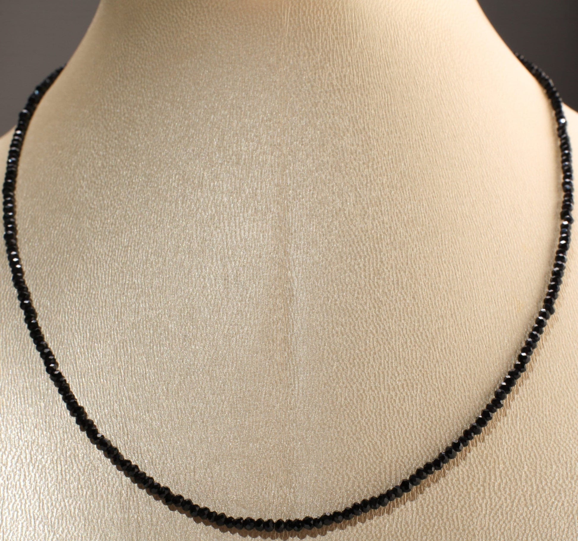 Natural Black Spinel Sterling Silver AAA High Quality Necklace Micro Faceted 2mm Diamond Cut Choker Minimalist,Layering Necklace 14" to 48"
