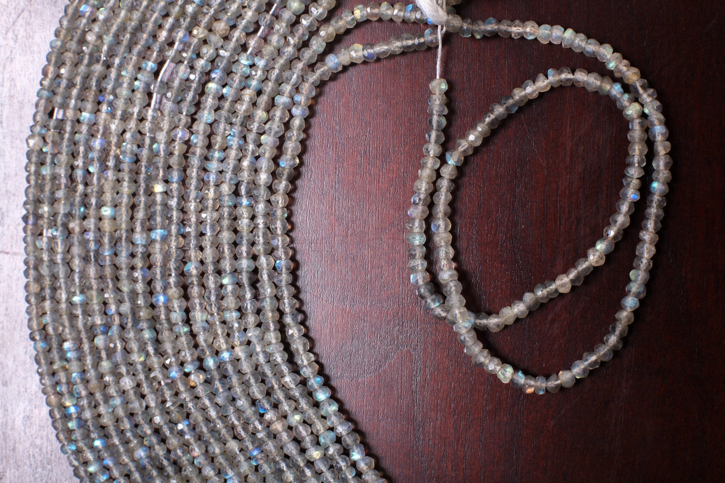 labradorite Rondelle 4-4.5mm faceted Natural Micro Faceted Blue Flash Labradorite Gemstone Jewelry Making DIY Beads 13" Strand