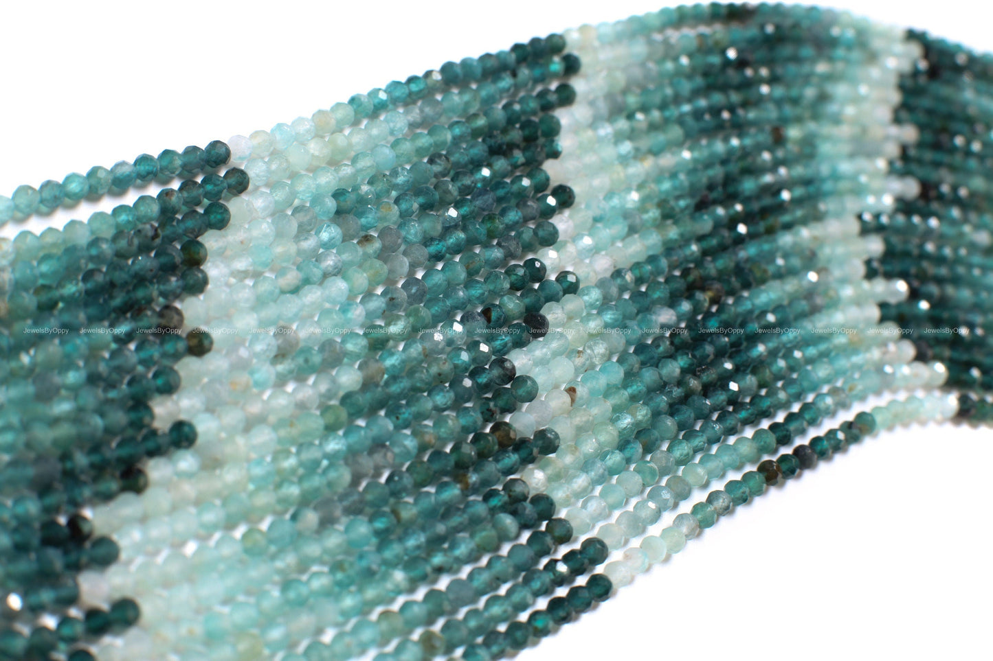 Natural Grandidierite 2mm Faceted Micro Diamond Cut Multi Shaded Round bead, rare, AAA quality,1/2 strand or 12.5" full Strand strand