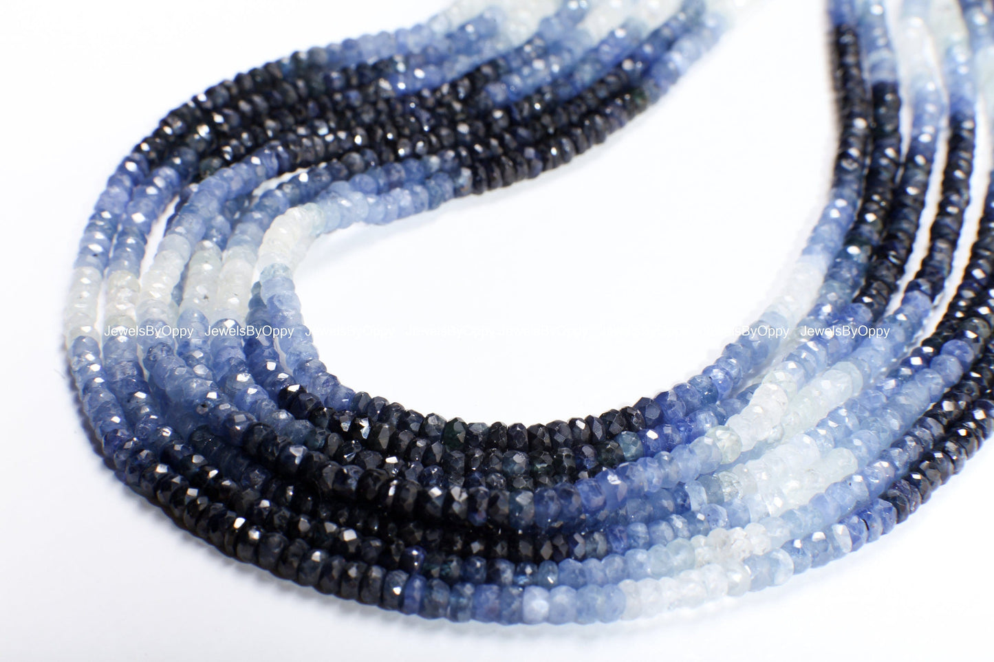 Ombre Sapphire Faceted shaded 2.5-3, 4, 4.5mm roundel Natural AAA Gemstone Beads, Jewelry Making, Bracelet, Necklace, Earrings, 7" or 14"