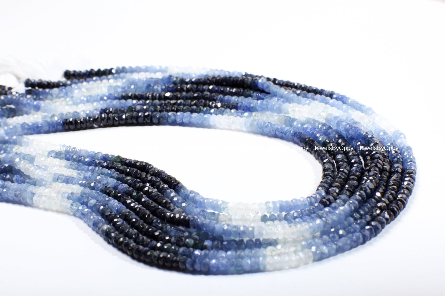 Ombre Sapphire Faceted shaded 2.5-3, 4, 4.5mm roundel Natural AAA Gemstone Beads, Jewelry Making, Bracelet, Necklace, Earrings, 7" or 14"