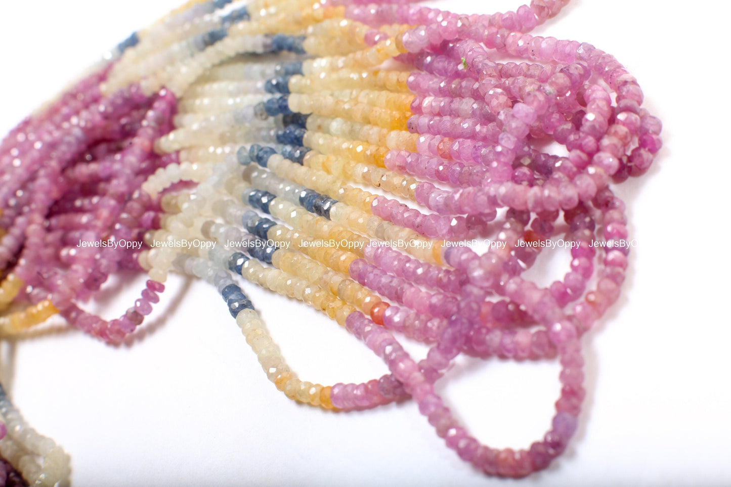 Multi Sapphire Rondelle, Natural 3-3.5mm Shaded Faceted Roundel Gemstone Jewelry Beads in 4"/7.5"/15" Strand