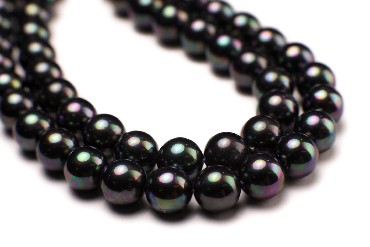 Double Layered South Sea Shell Pearl 10mm Peacock AB black Statement Necklace with CZ Diamond Clasp and 2" Extender Necklace, Elegant Gift