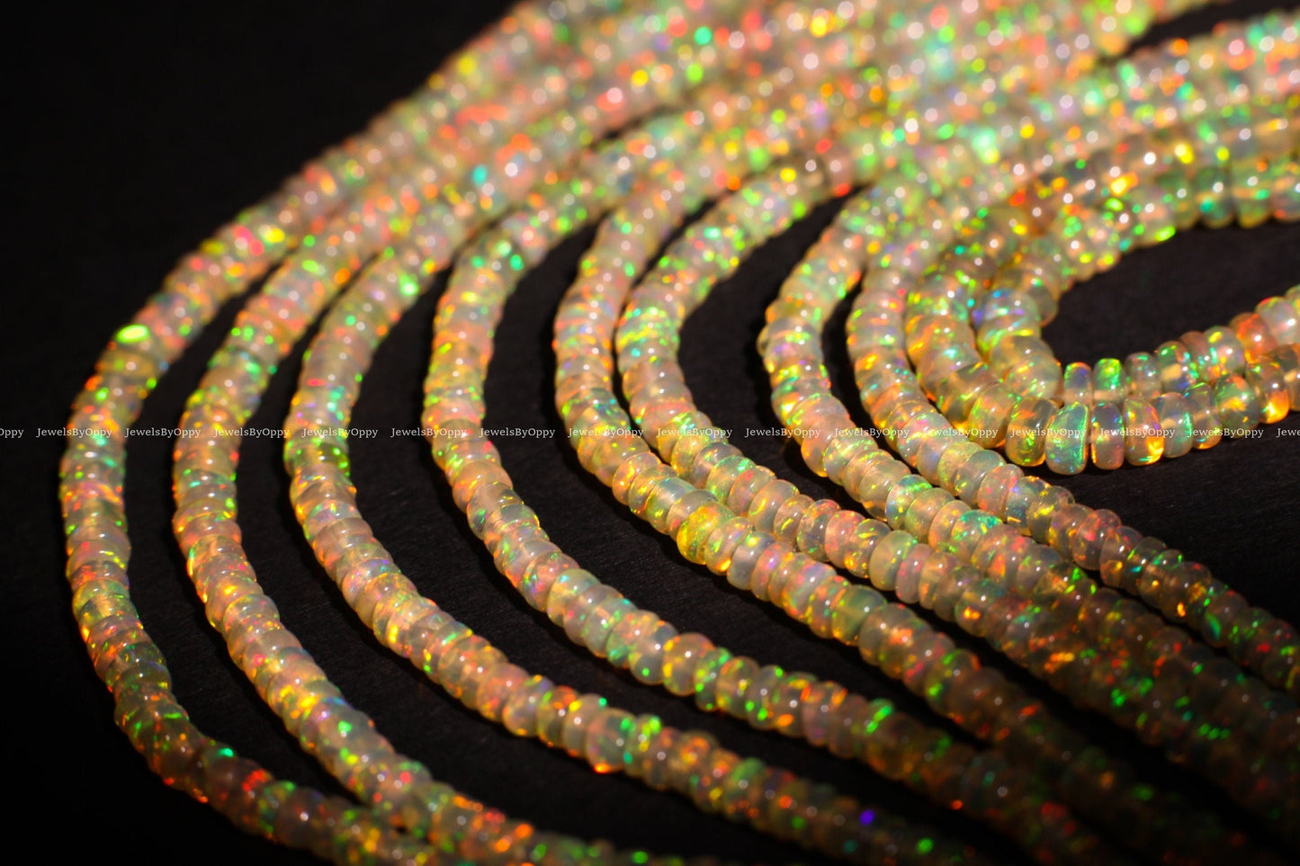 Genuine Ethiopian Fire Opal, Welo Opal 3-4mm, 4-4.5mm smooth Graduated roundel, AAA quality fiery Opal for jewelry making