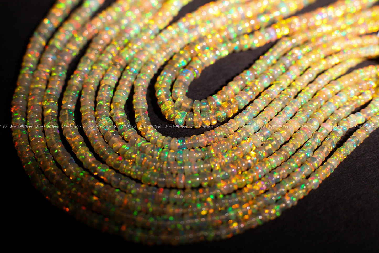 Genuine Ethiopian Fire Opal, Welo Opal 3-4mm, 4-4.5mm smooth Graduated roundel, AAA quality fiery Opal for jewelry making