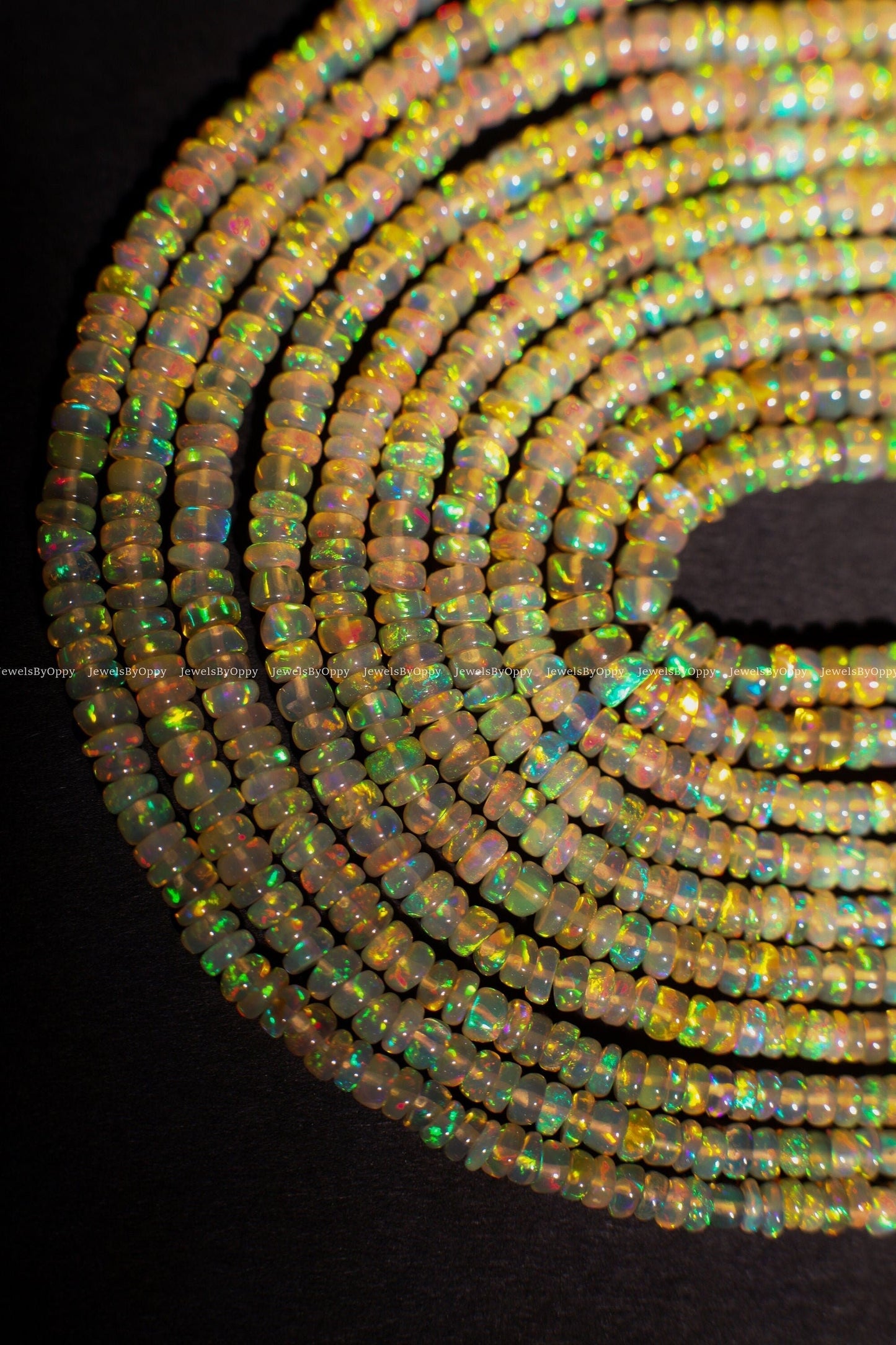 Genuine Ethiopian Fire Opal, Welo Opal 3-4mm, 4-4.5mm smooth Graduated roundel, AAA quality fiery Opal for jewelry making