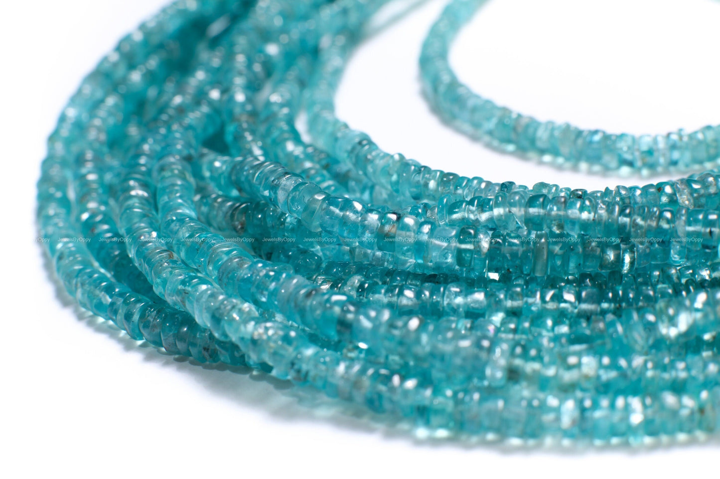 Neon Blue Apatite 3-5mm Heishe tyre Beads, 8" strand for Jewelry Making Natural Apatite Gemstone Beads